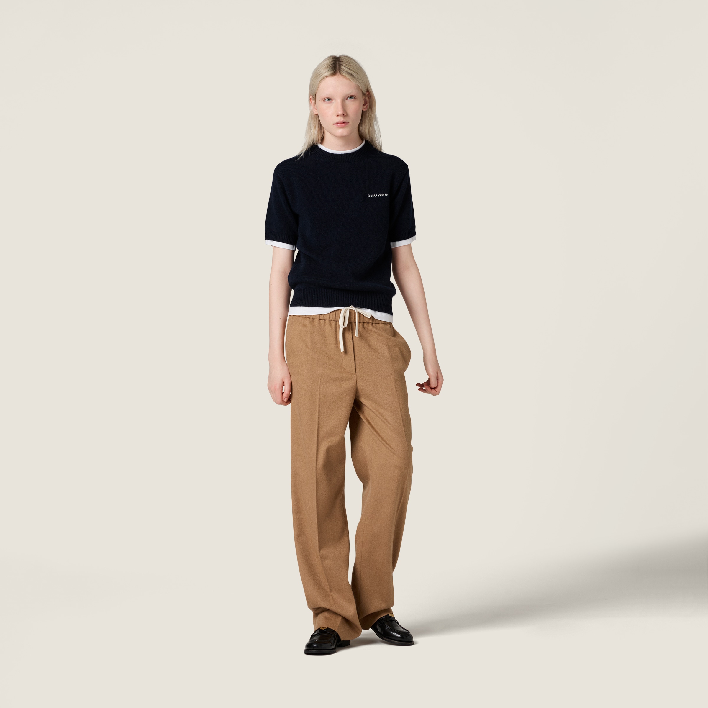 Miu Miu Cashmere Crew-neck Sweater In Gray