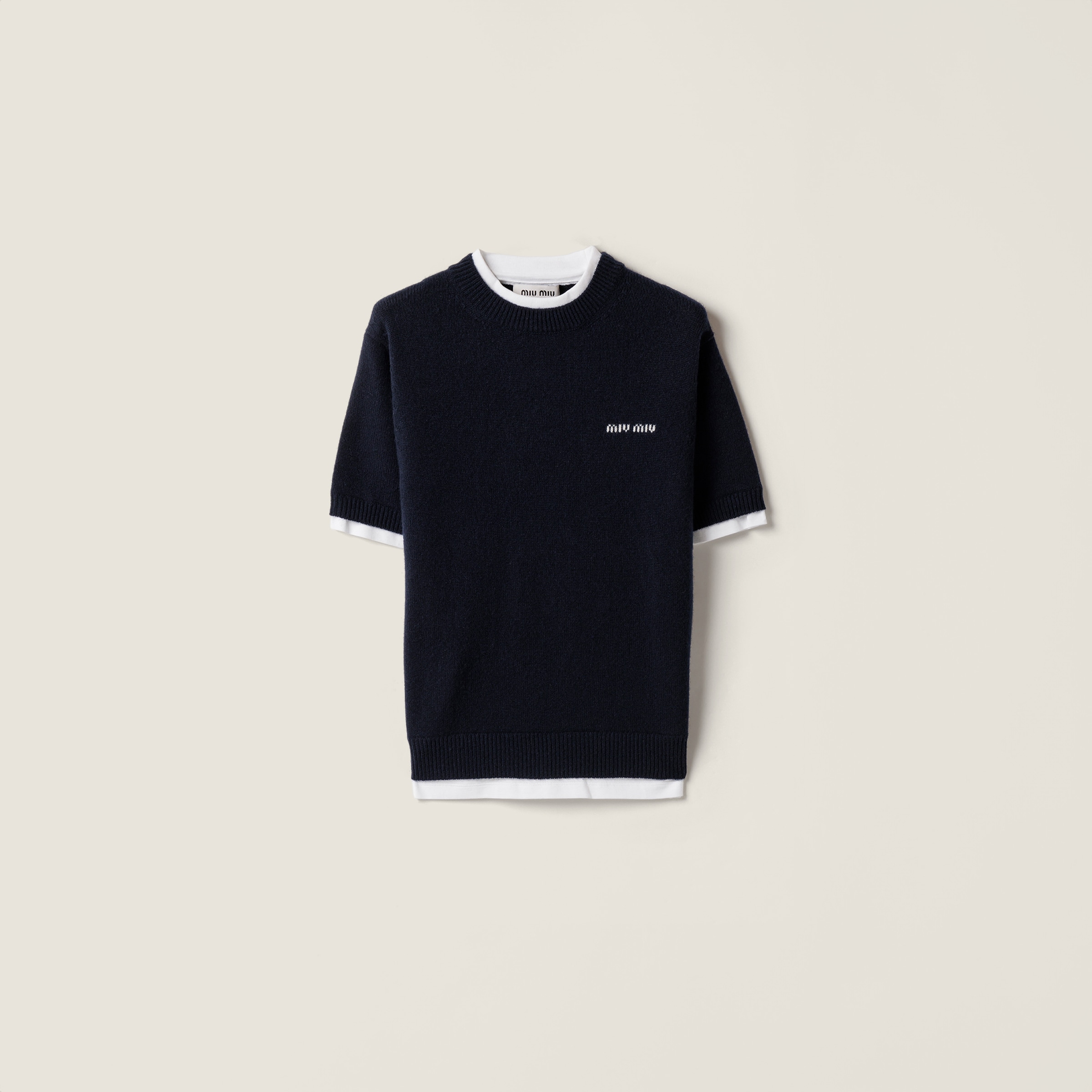 Miu Miu Cashmere Crew-neck Sweater In Blue