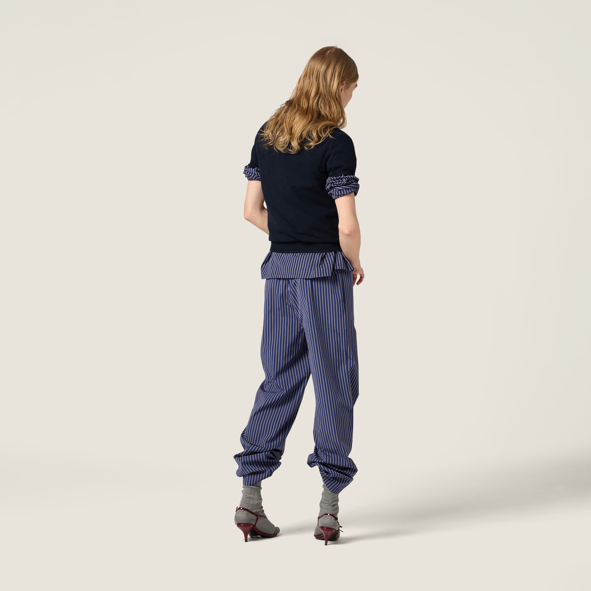 Miu Miu Cashmere Crew-neck Sweater In Blue