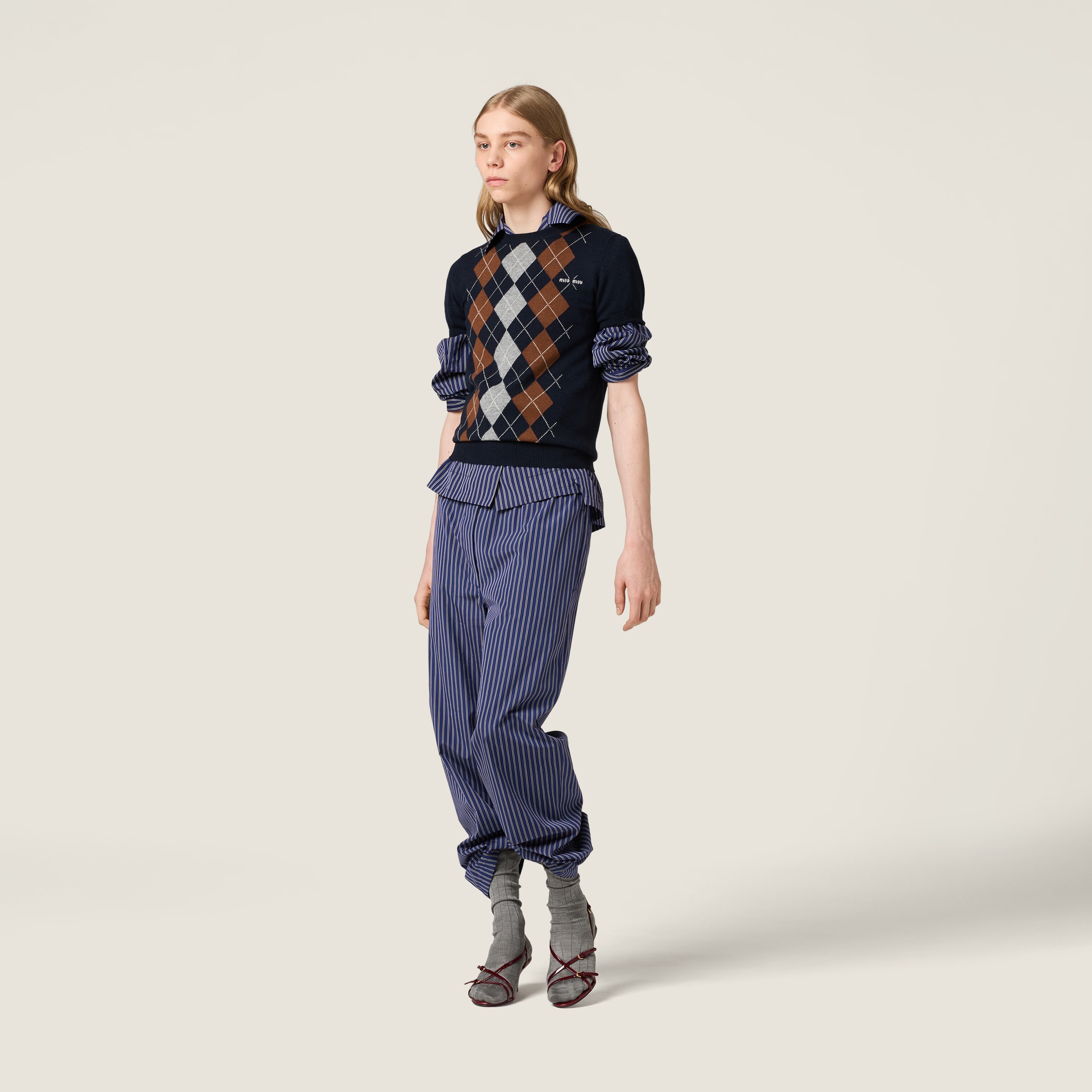Miu Miu Cashmere Crew-neck Sweater In Blue