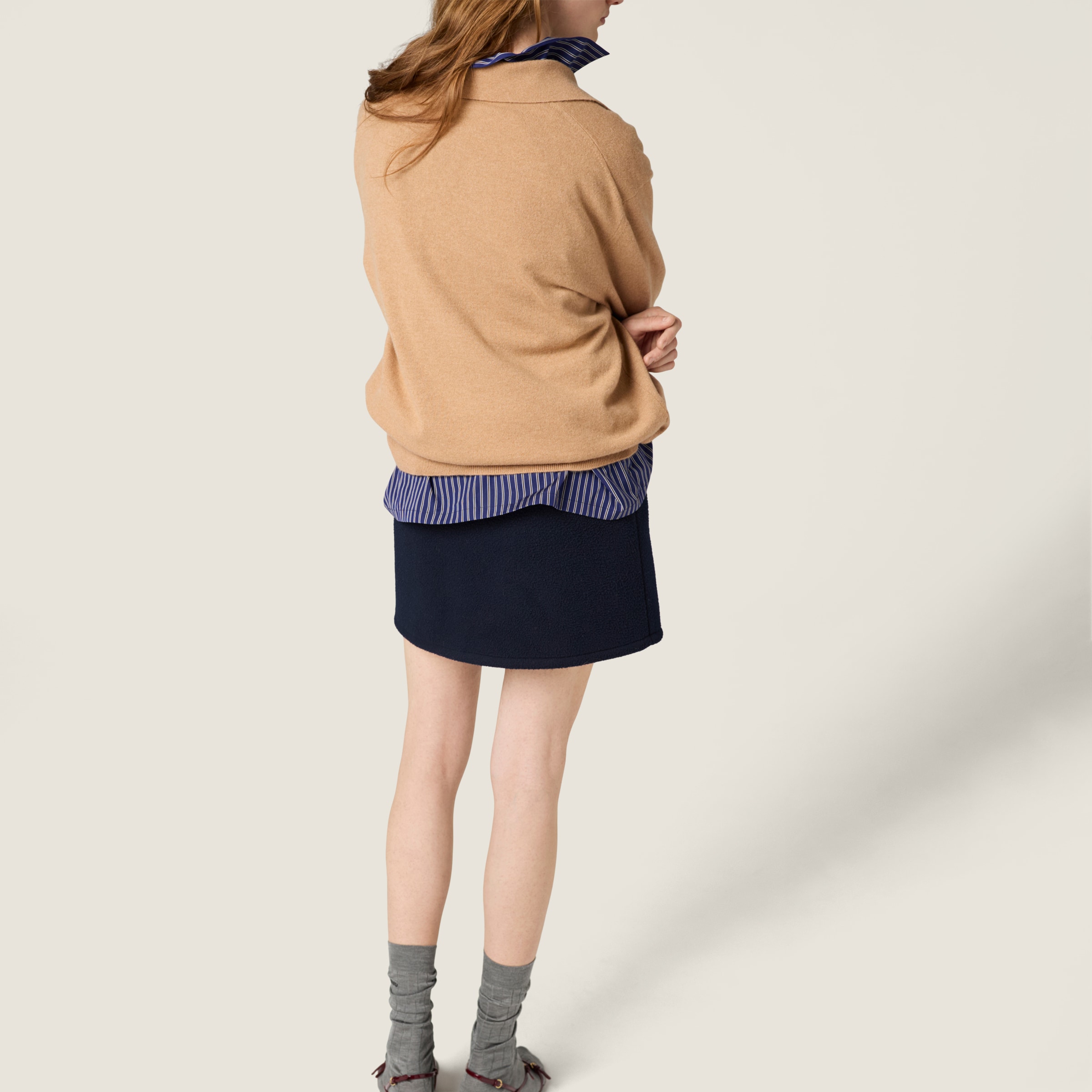 Miu Miu Cashmere Polo Shirt In Brown