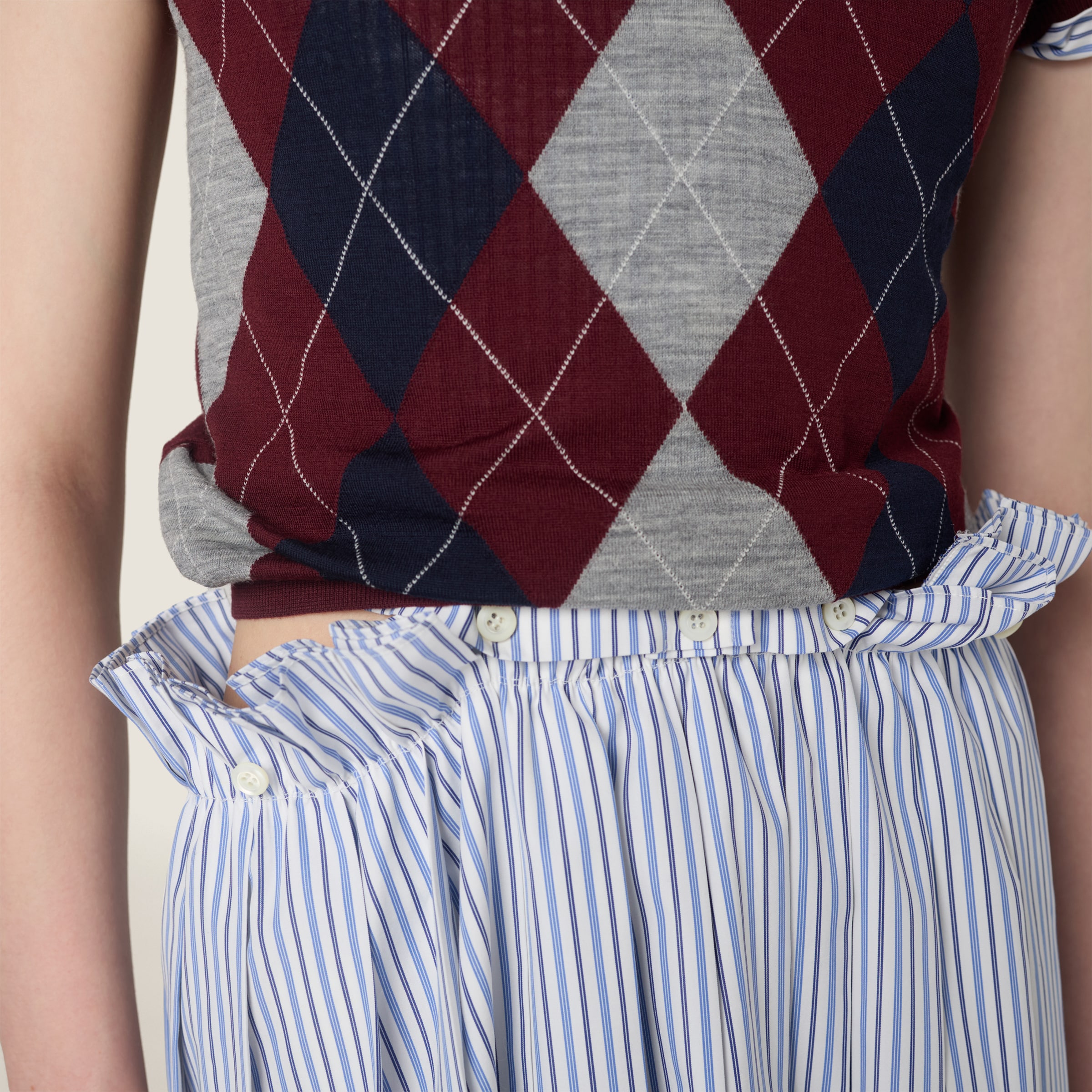 Miu Miu Argyle Intarsia-knit Sweater In Multi