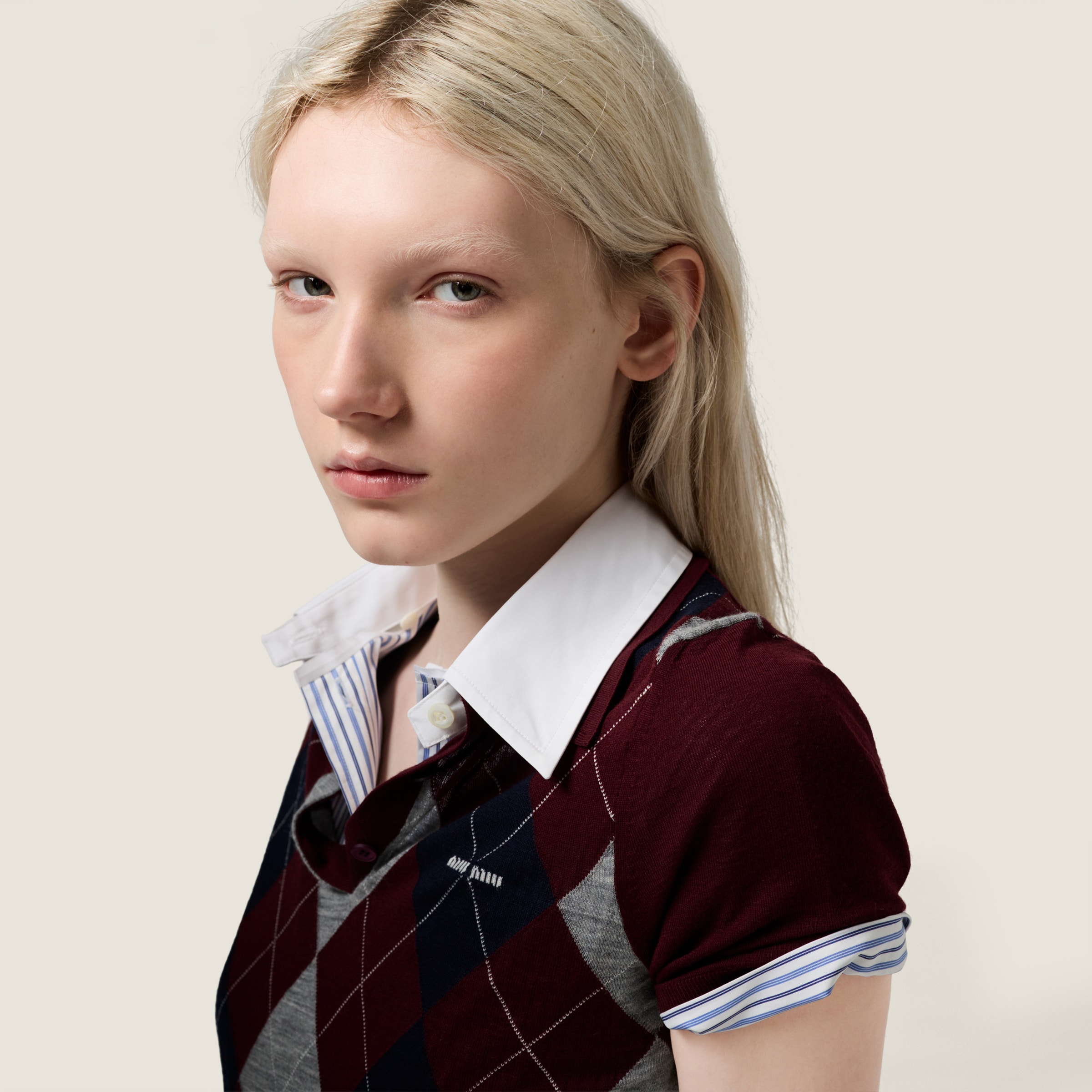 ボルドー ウール ポロシャツ | Miu Miu