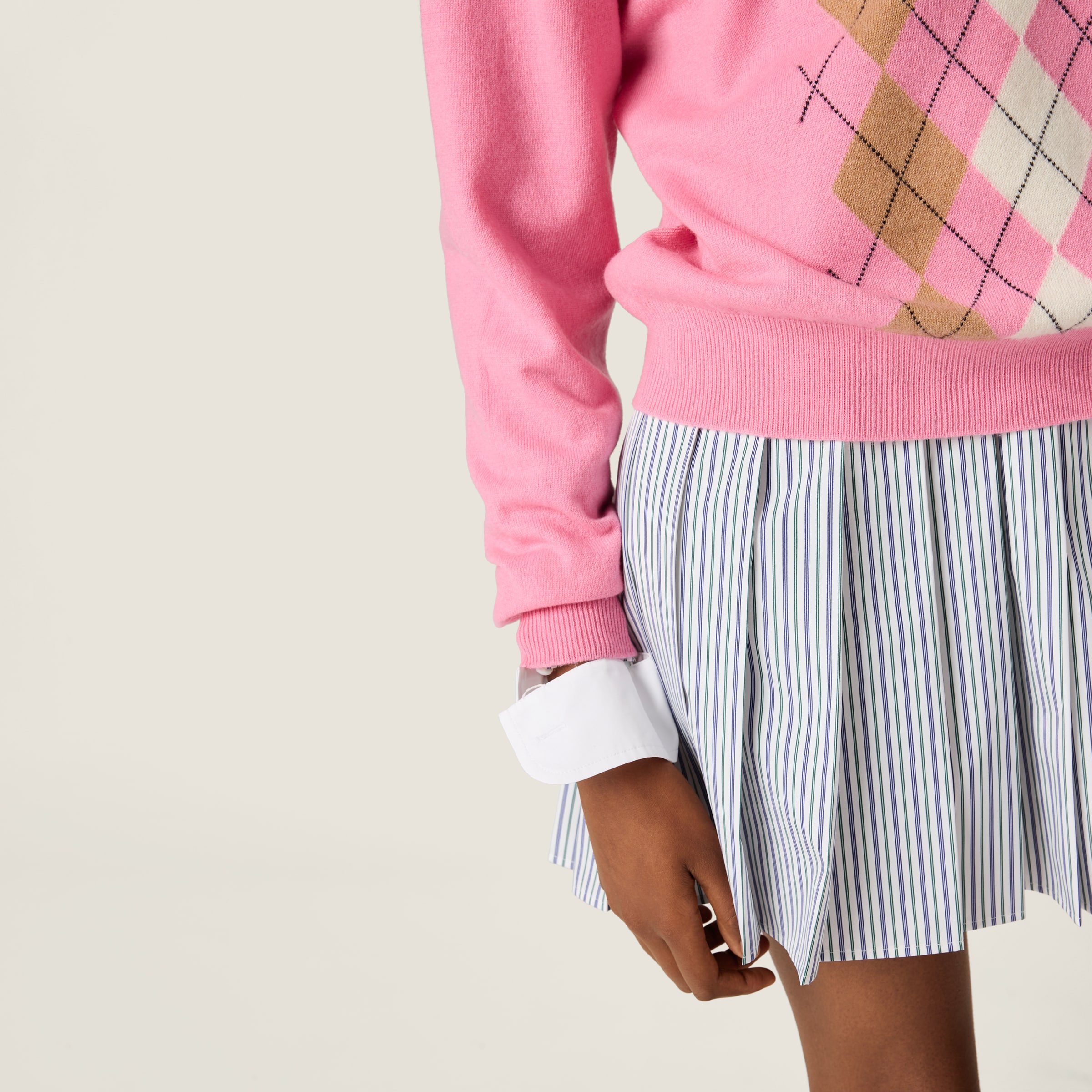 Pink Cashmere Half-zipper Polo Shirt | Miu Miu