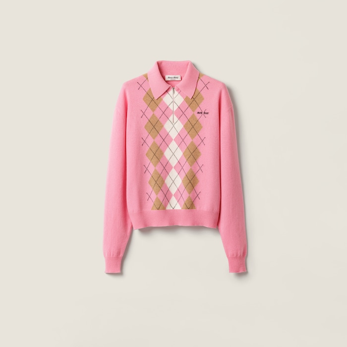 24年ミュウミュウ⭐️ロゴ入りカシミヤウールポロニット⭐️size40 MIU MIU/ミュウミュウ通販 | ウールxカシミヤ セーター【送料無料