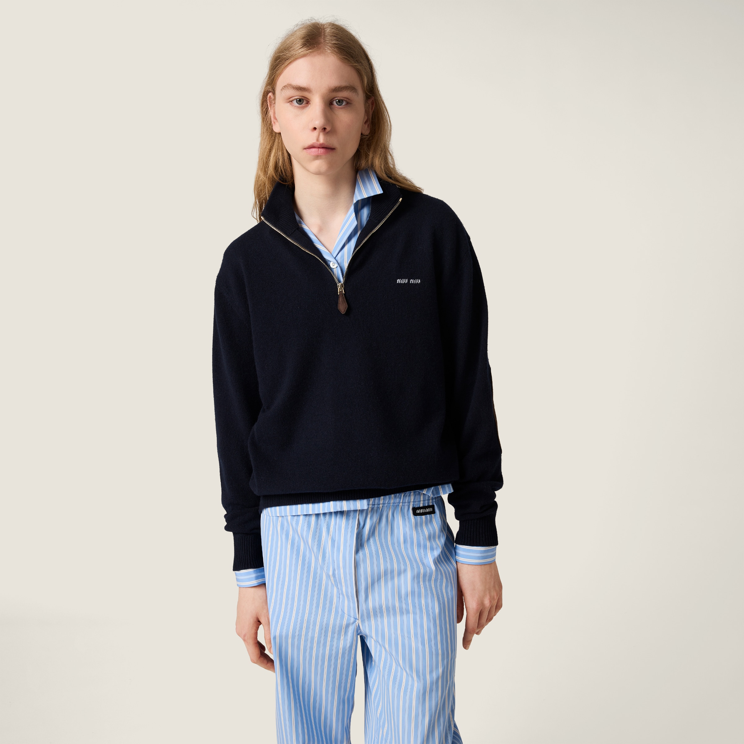 Cashmere and leather zipper sweater - thumbnail 5