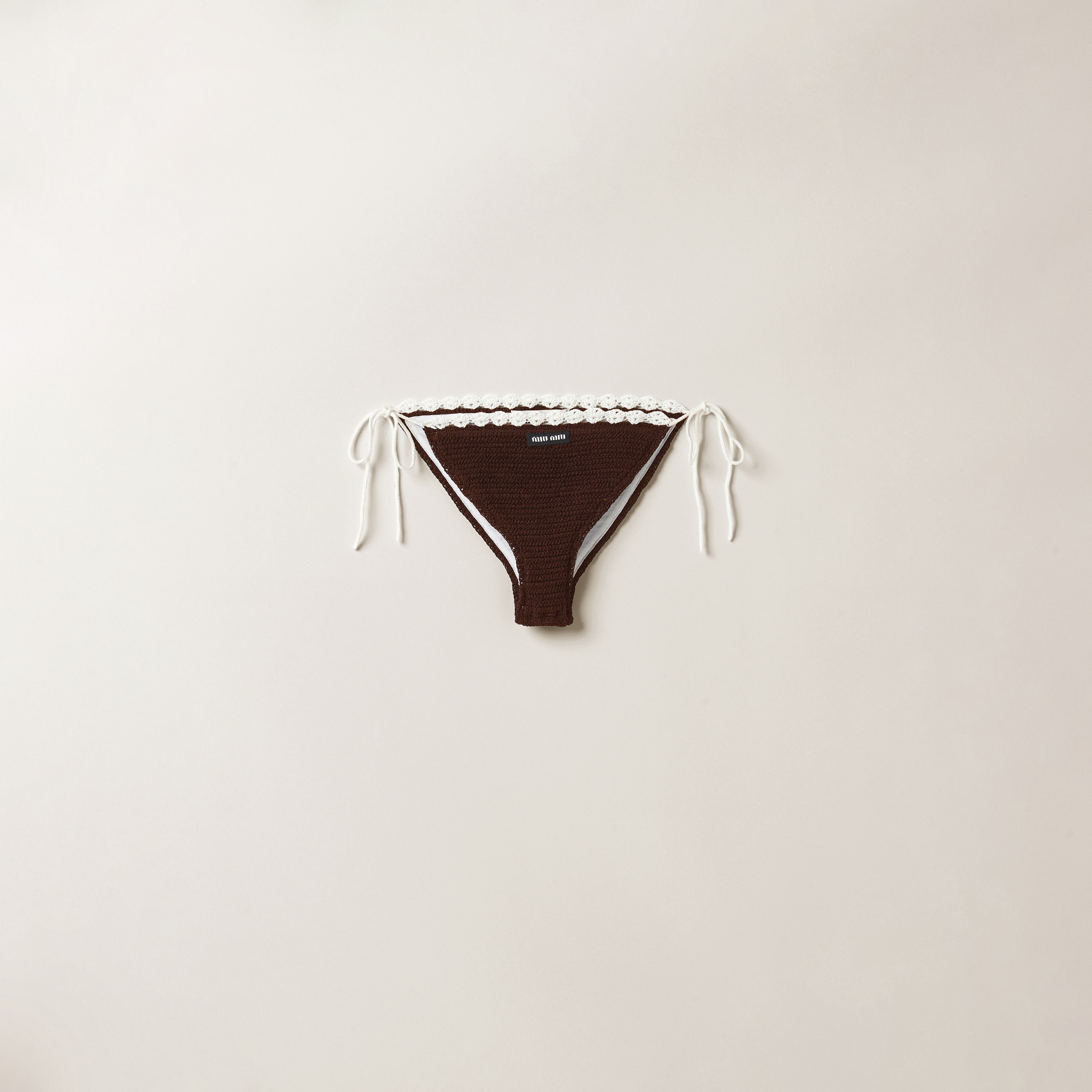 Cocoa Brown Cotton Bikini Panties With Logo | Miu Miu