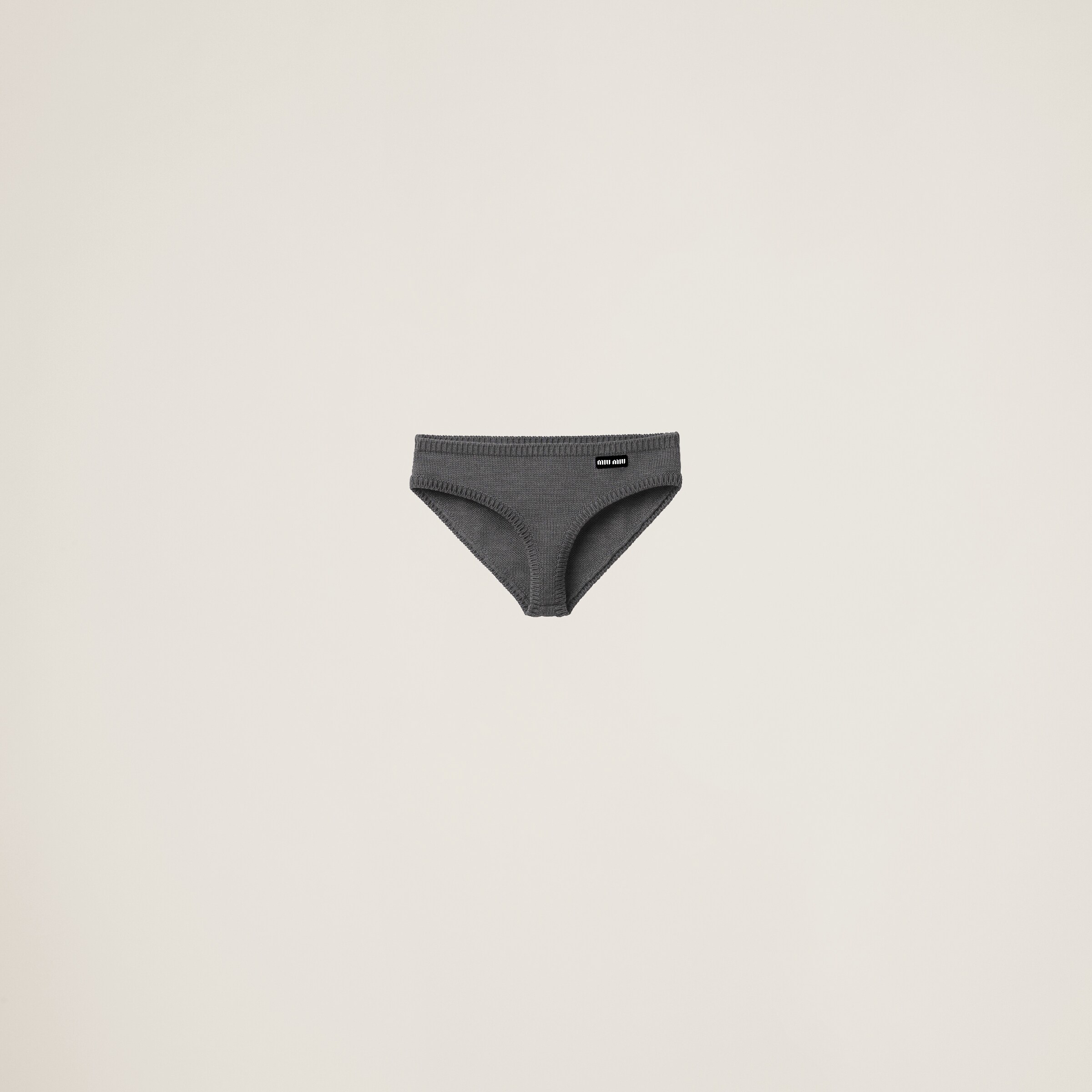 Miu Miu Plain Knitted Cashmere Underwear In Slate Gray