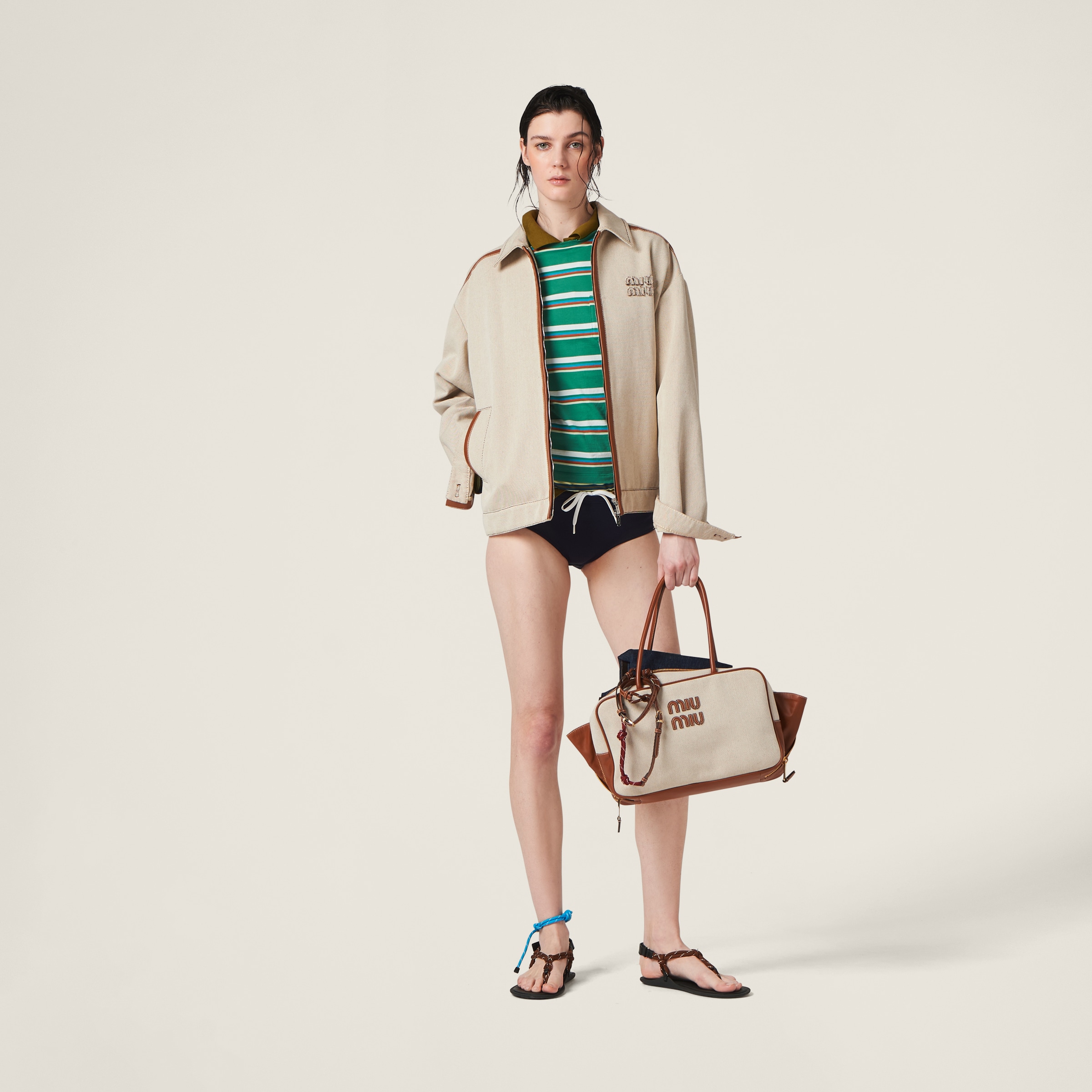 水着・ビーチグッズその他 MiuMiu | RUNWAY Nylon swimsuit MMP248_14SJ_F0362_S_OOO Pistachio Green Swimsuit | Miu Miu