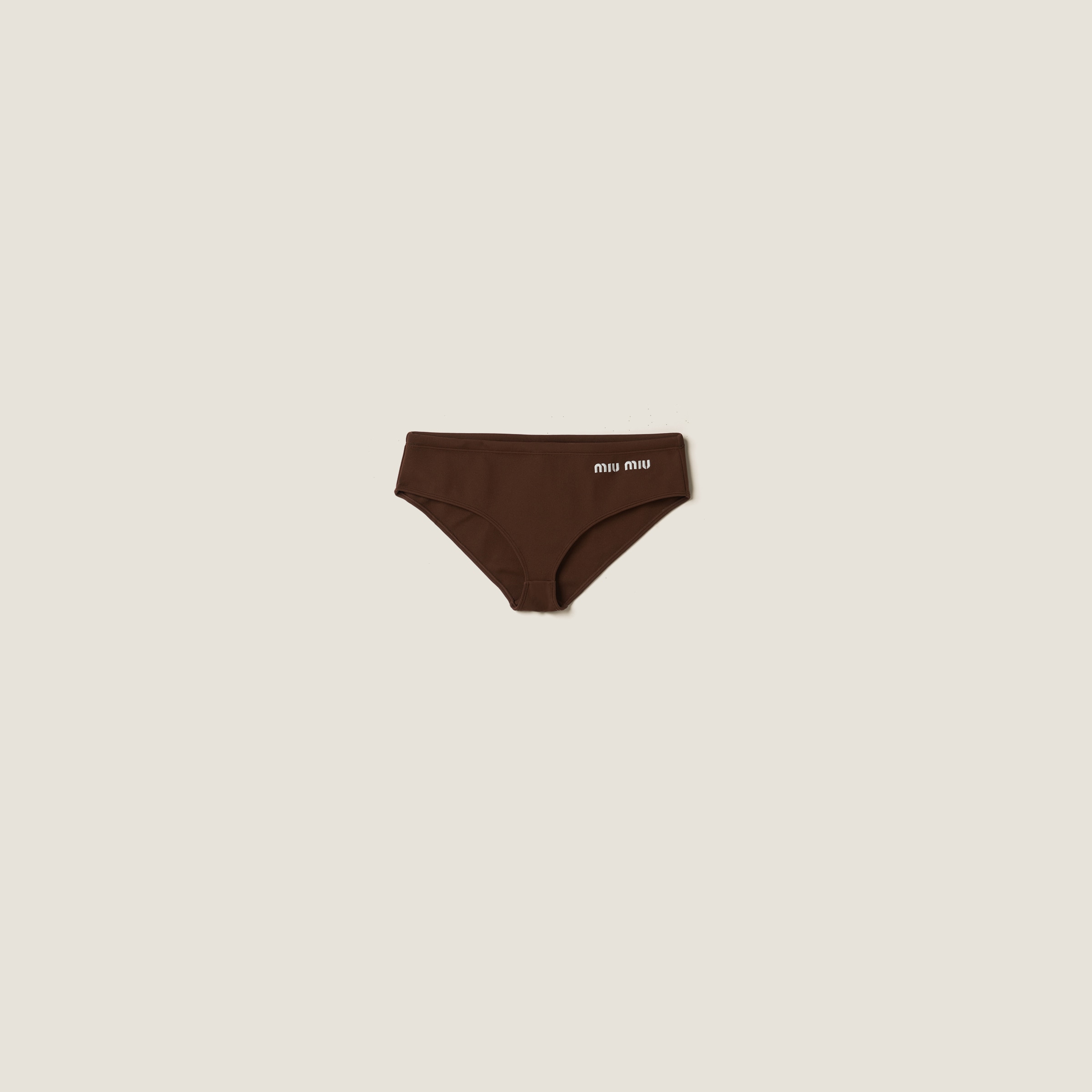 Miu Miu Nylon Swimsuit In Brown