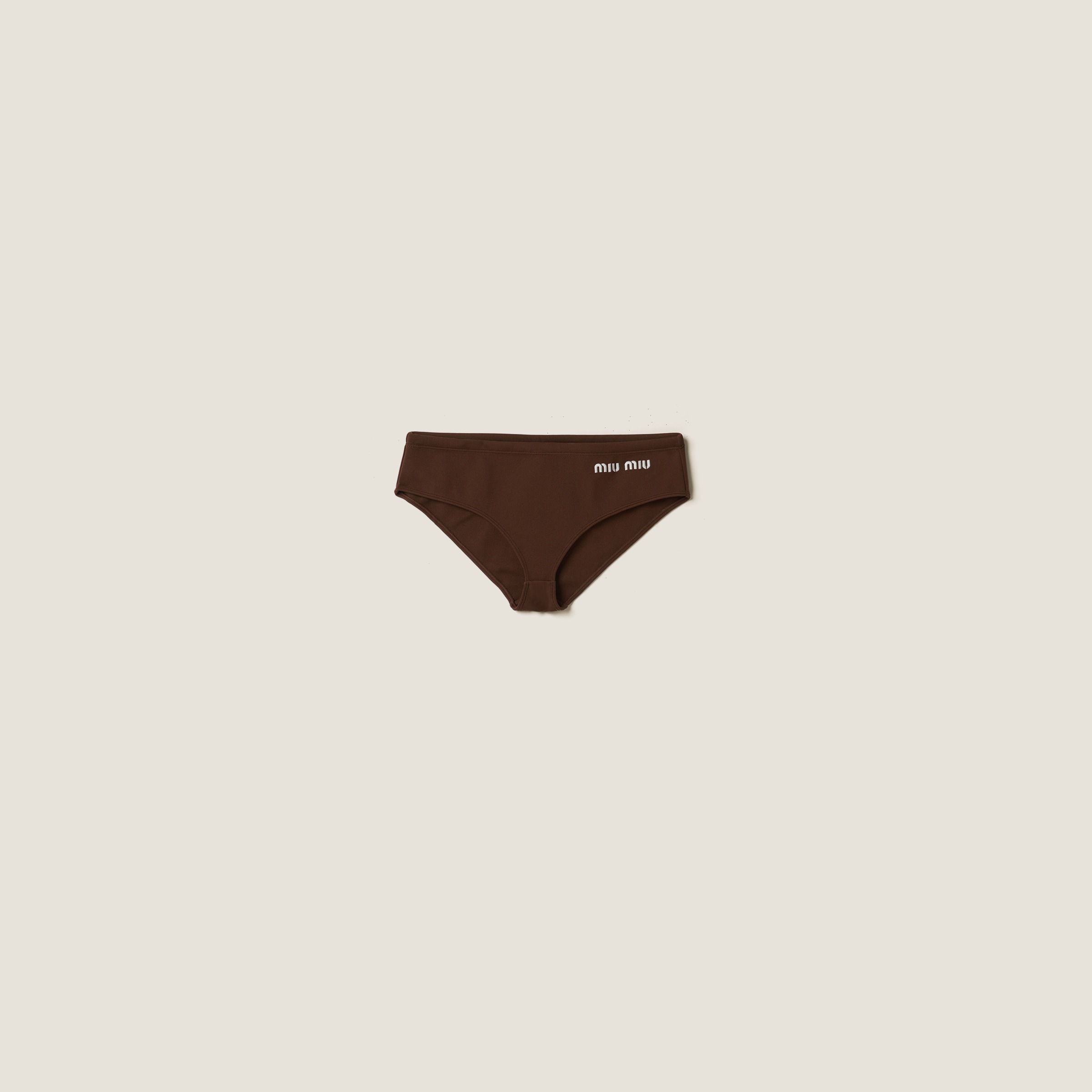 Miumiu Nylon Swimsuit In Brown