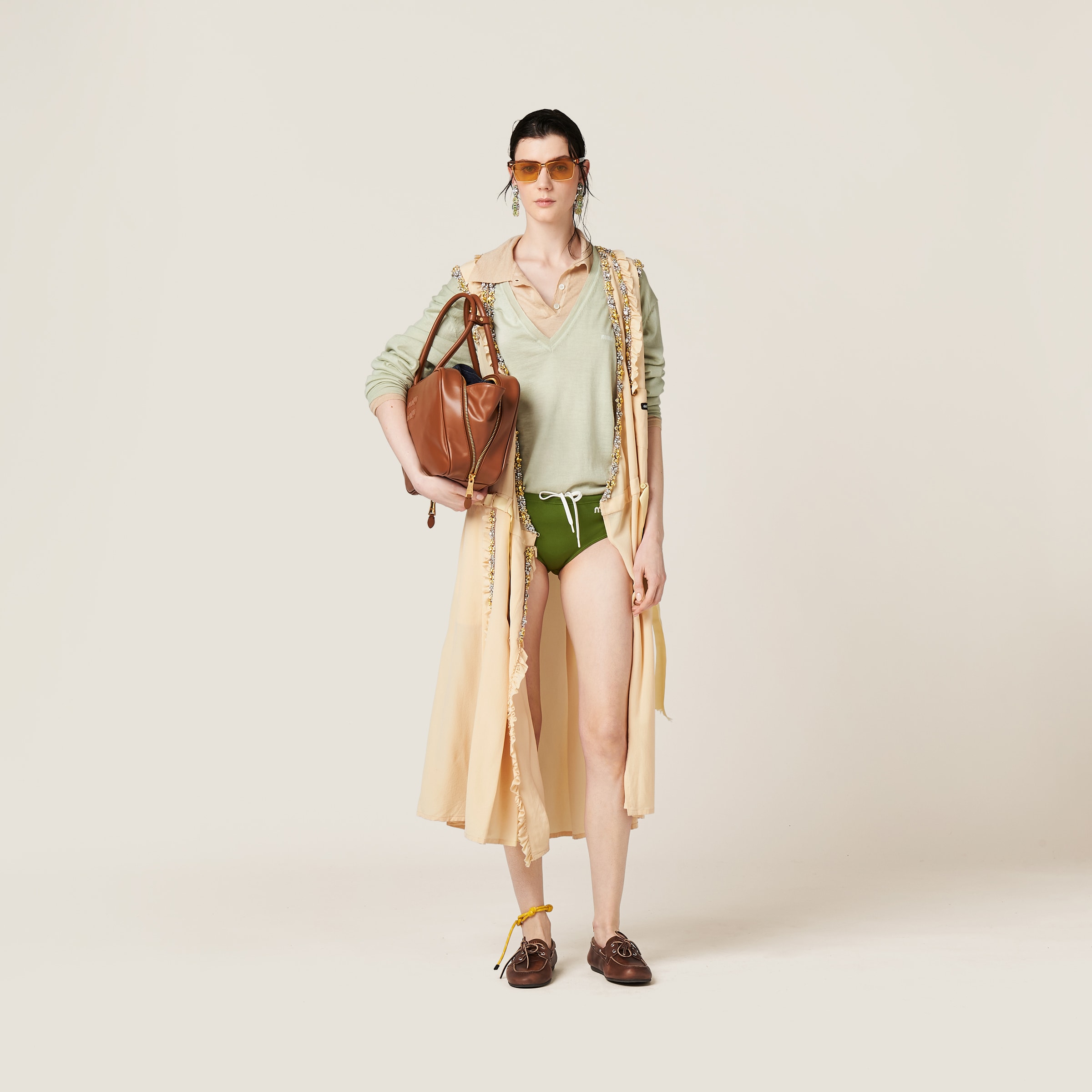 水着・ビーチグッズその他 MiuMiu | RUNWAY Nylon swimsuit MMP248_14SJ_F0362_S_OOO Pistachio Green Swimsuit | Miu Miu