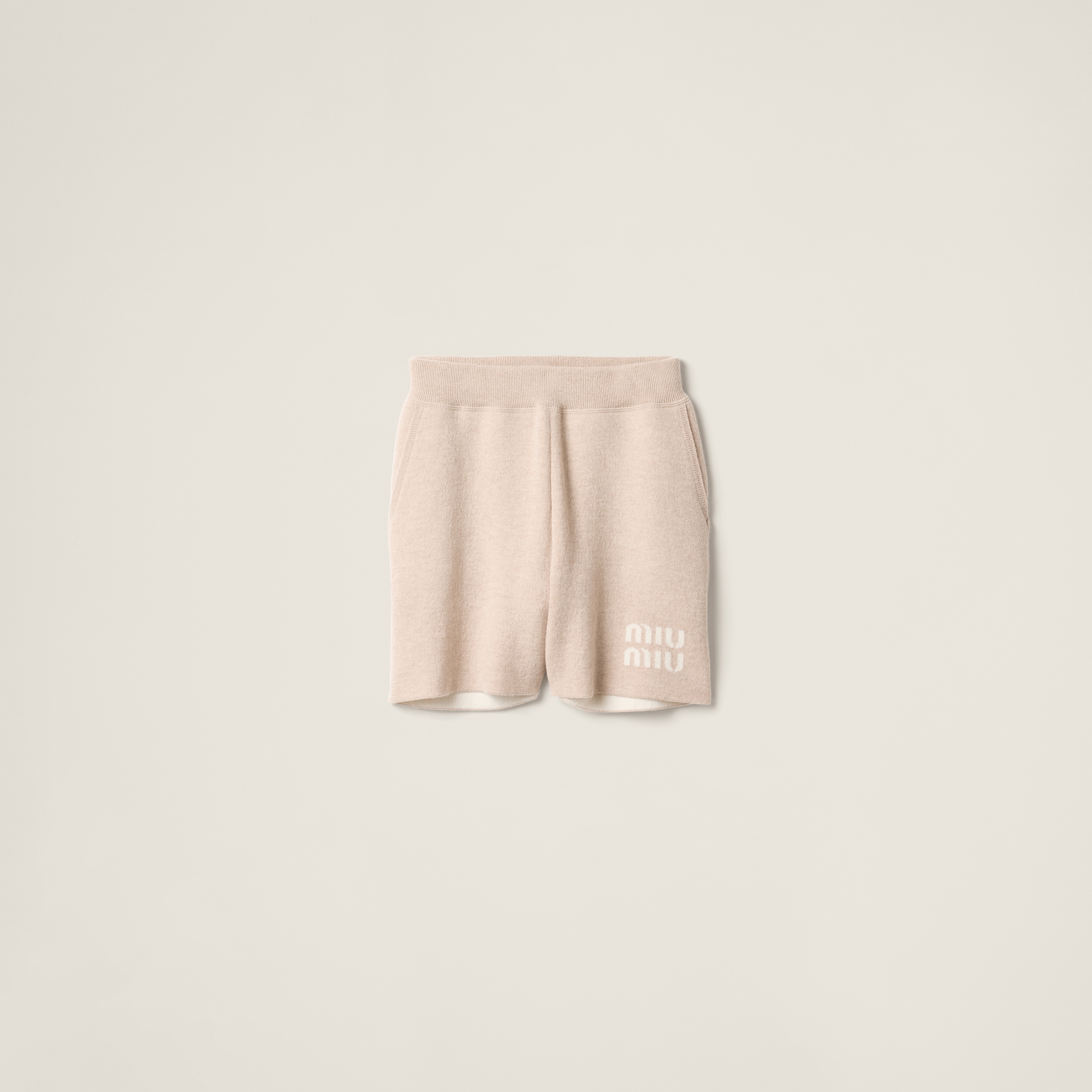 Sand Beige Double Cashmere Shorts | Miu Miu Sand Beige Double Cashmere Shorts | Miu Miu