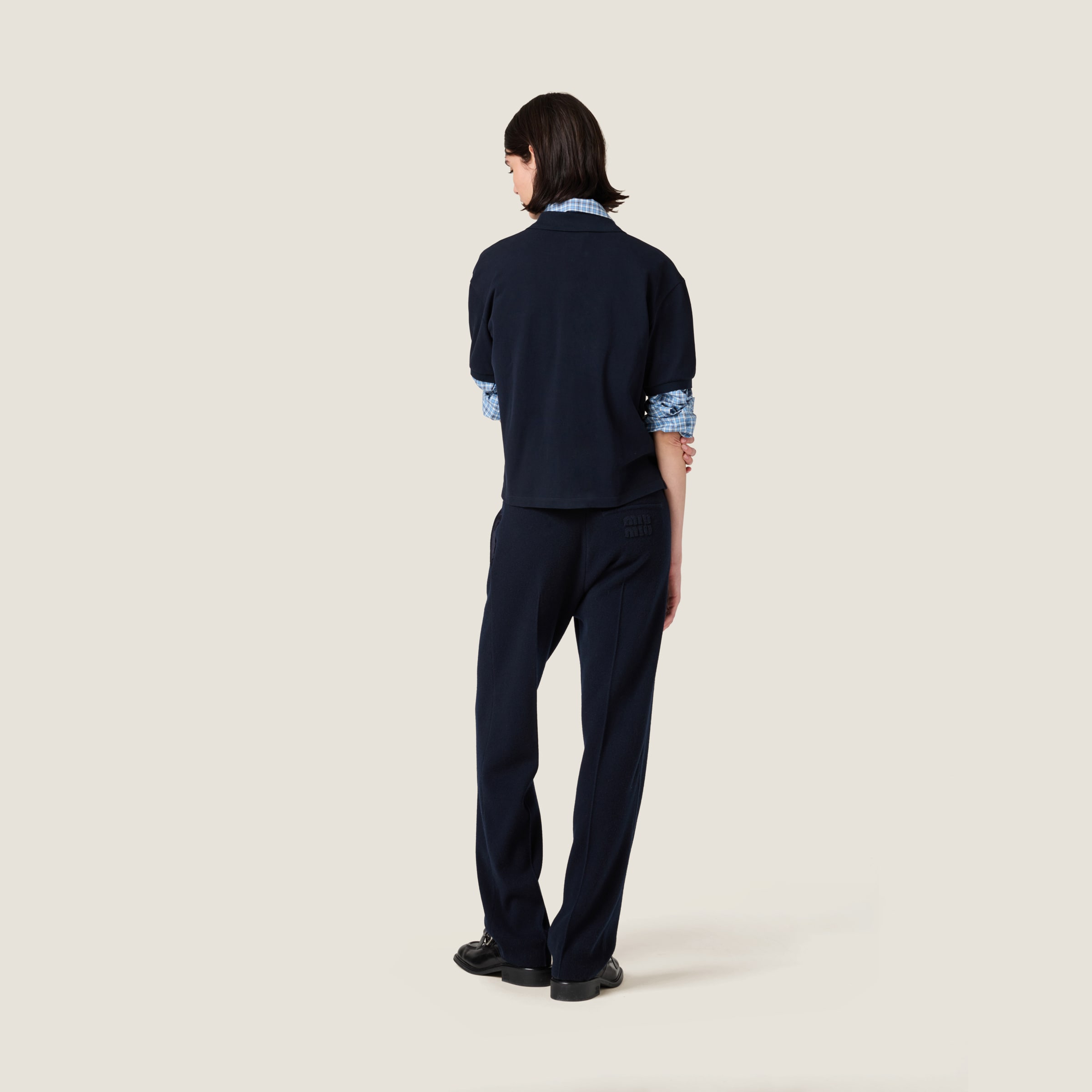 Miu Miu Wool And Cashmere Pants In Navy