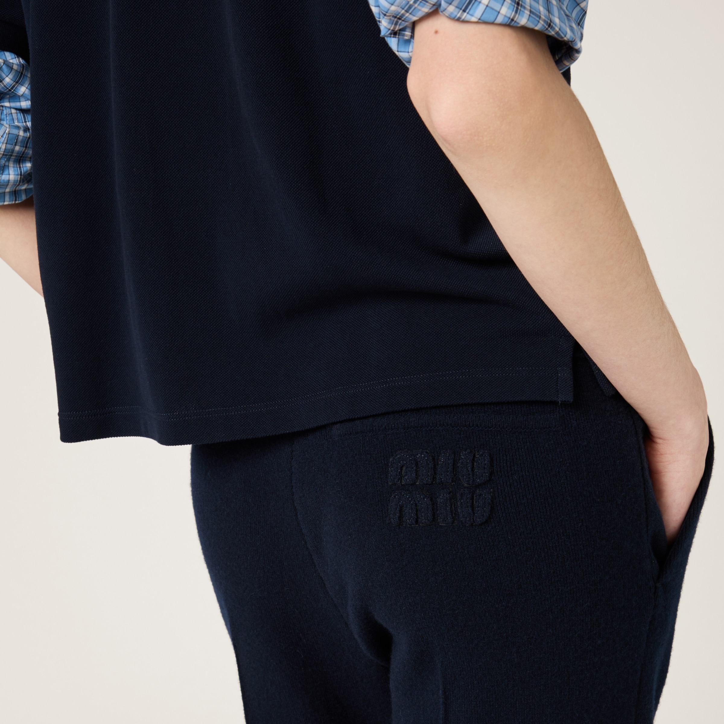 Miu Miu Wool And Cashmere Pants In Navy