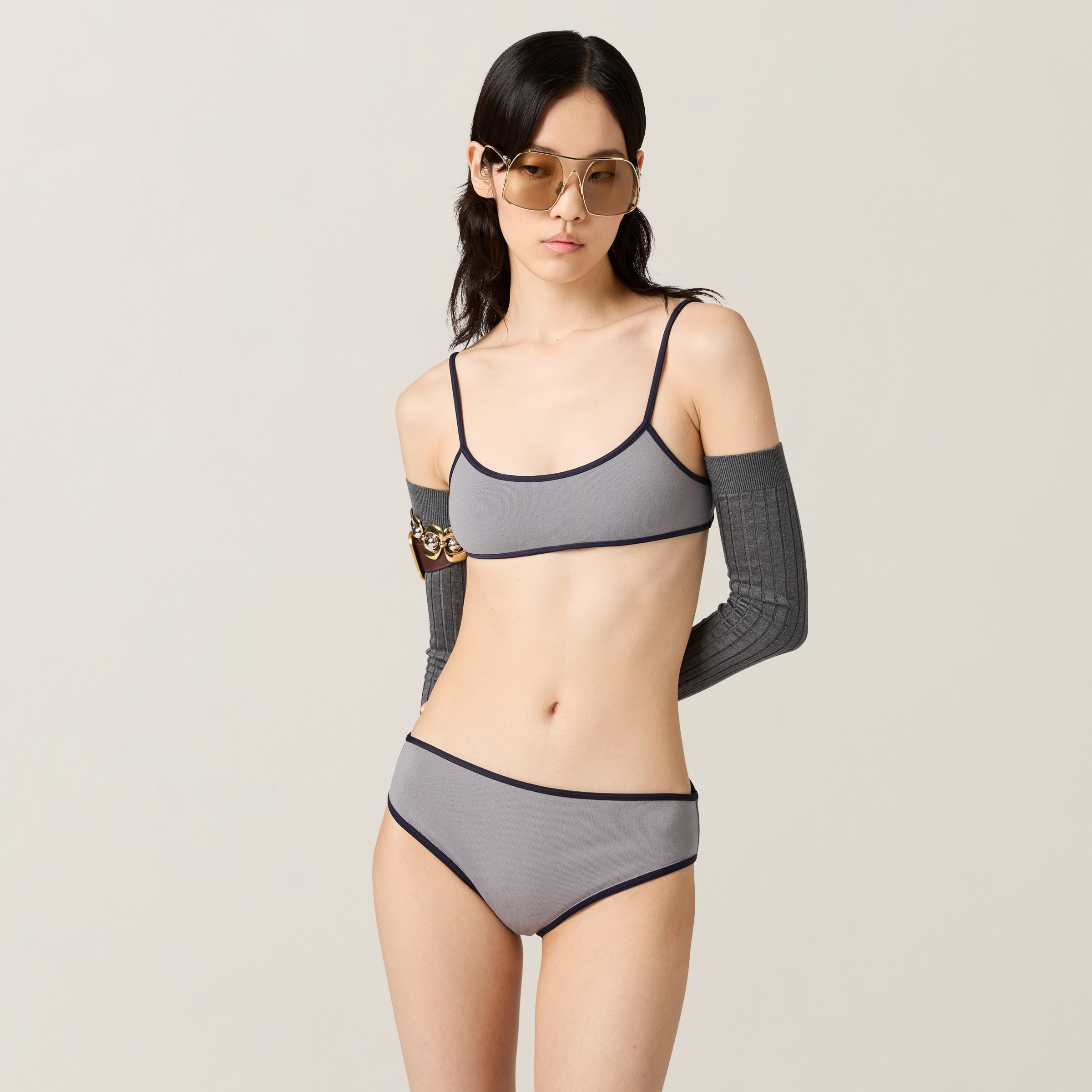 MiuMiu Technical Knit Swimsuit Bottom スイム ボトム ロゴ Miu Miu technical-knit Bikini Bottom | Blue | FARFETCH