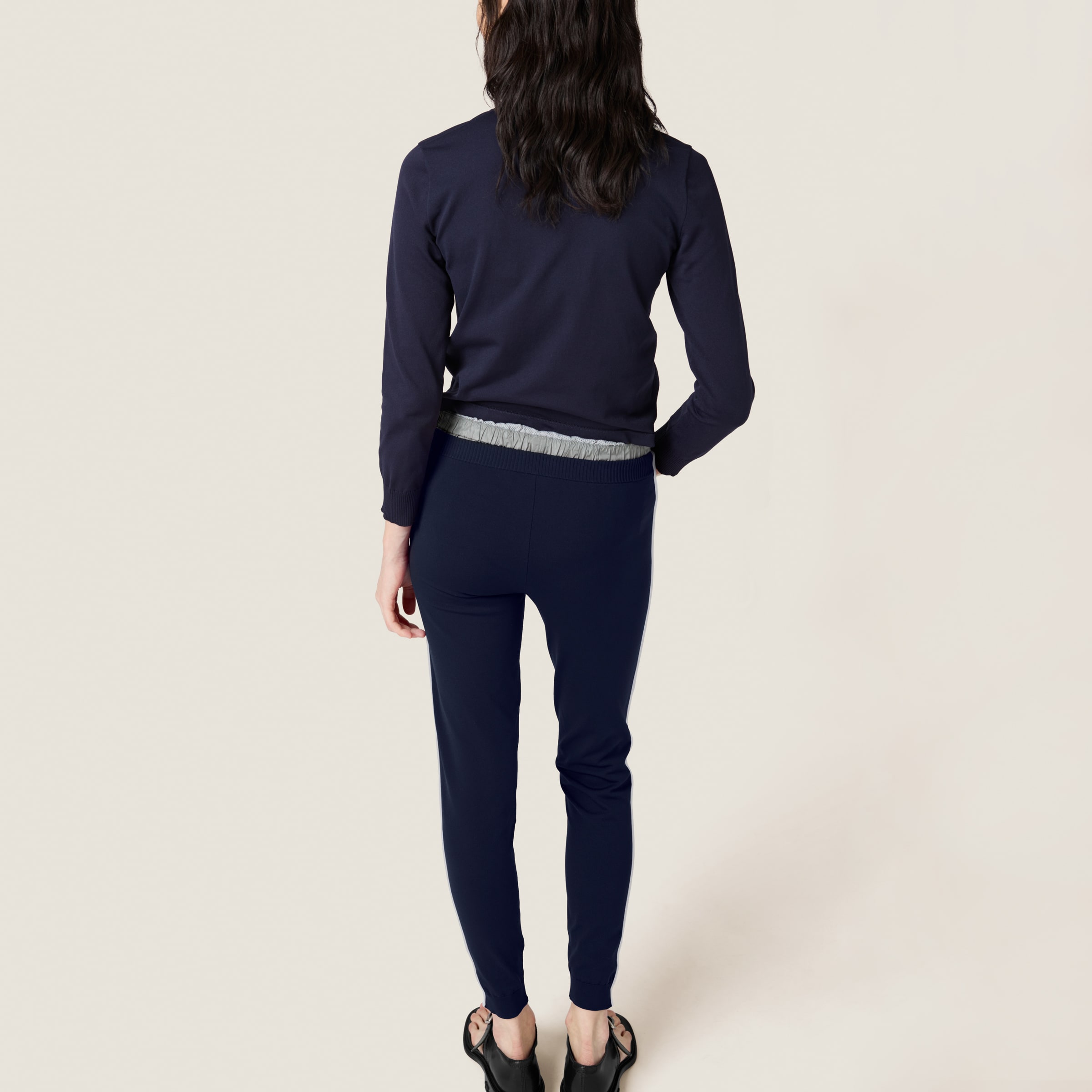 Miu Miu Technical Fabric Pants In Blue/white