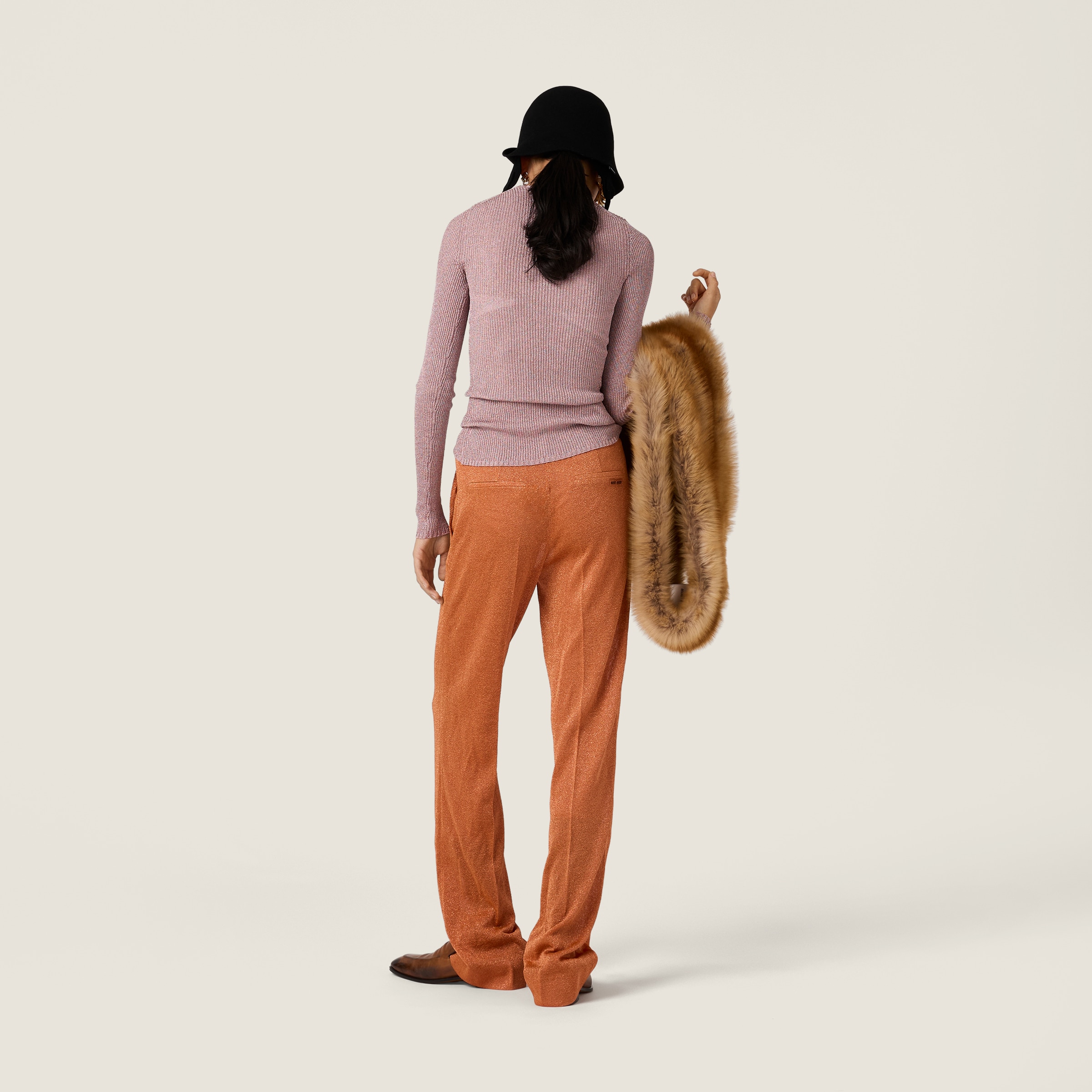 Miu Miu Lurex Pants In Orange