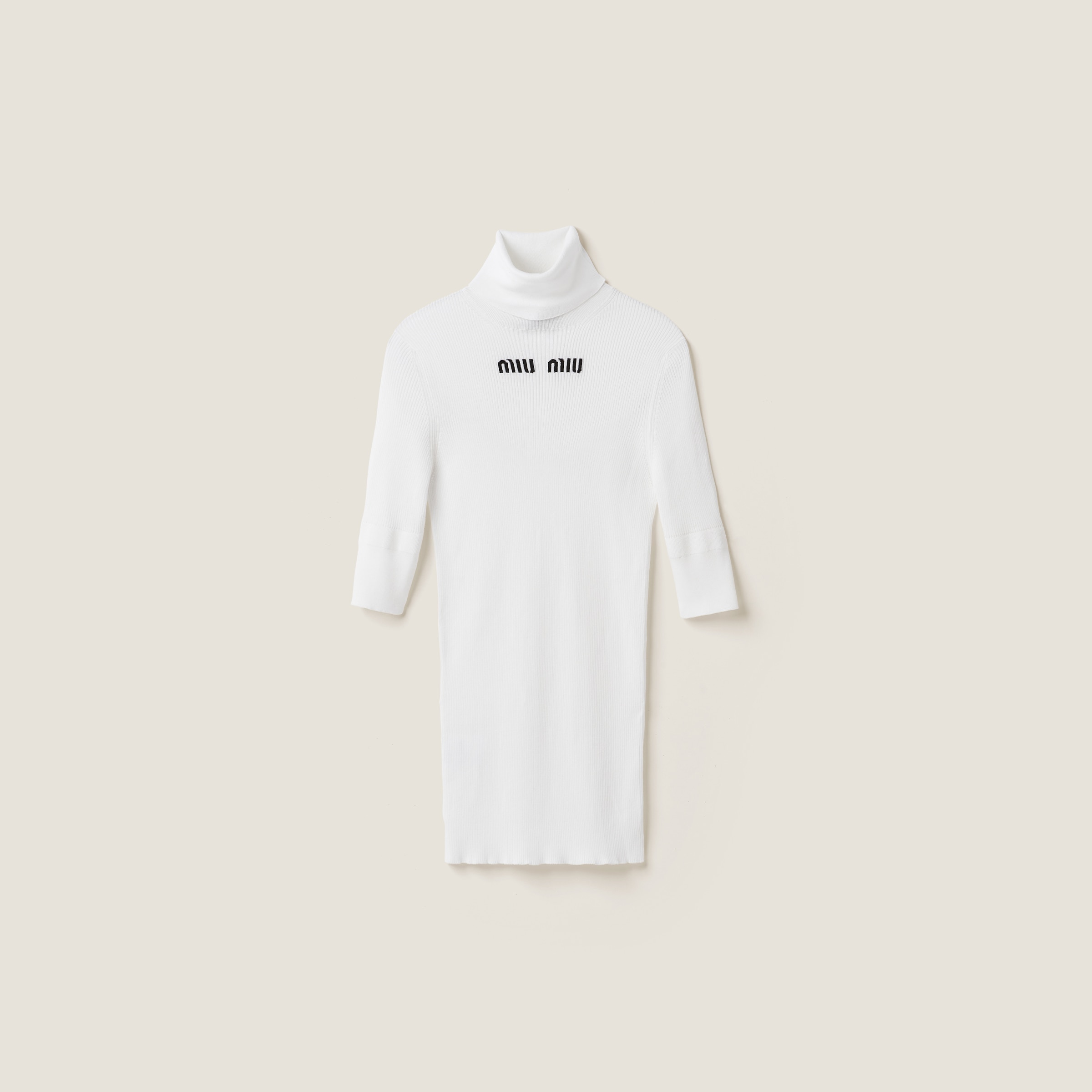 White Cotton Turtleneck Jersey | Miu Miu White Cotton Turtleneck Jersey | Miu Miu