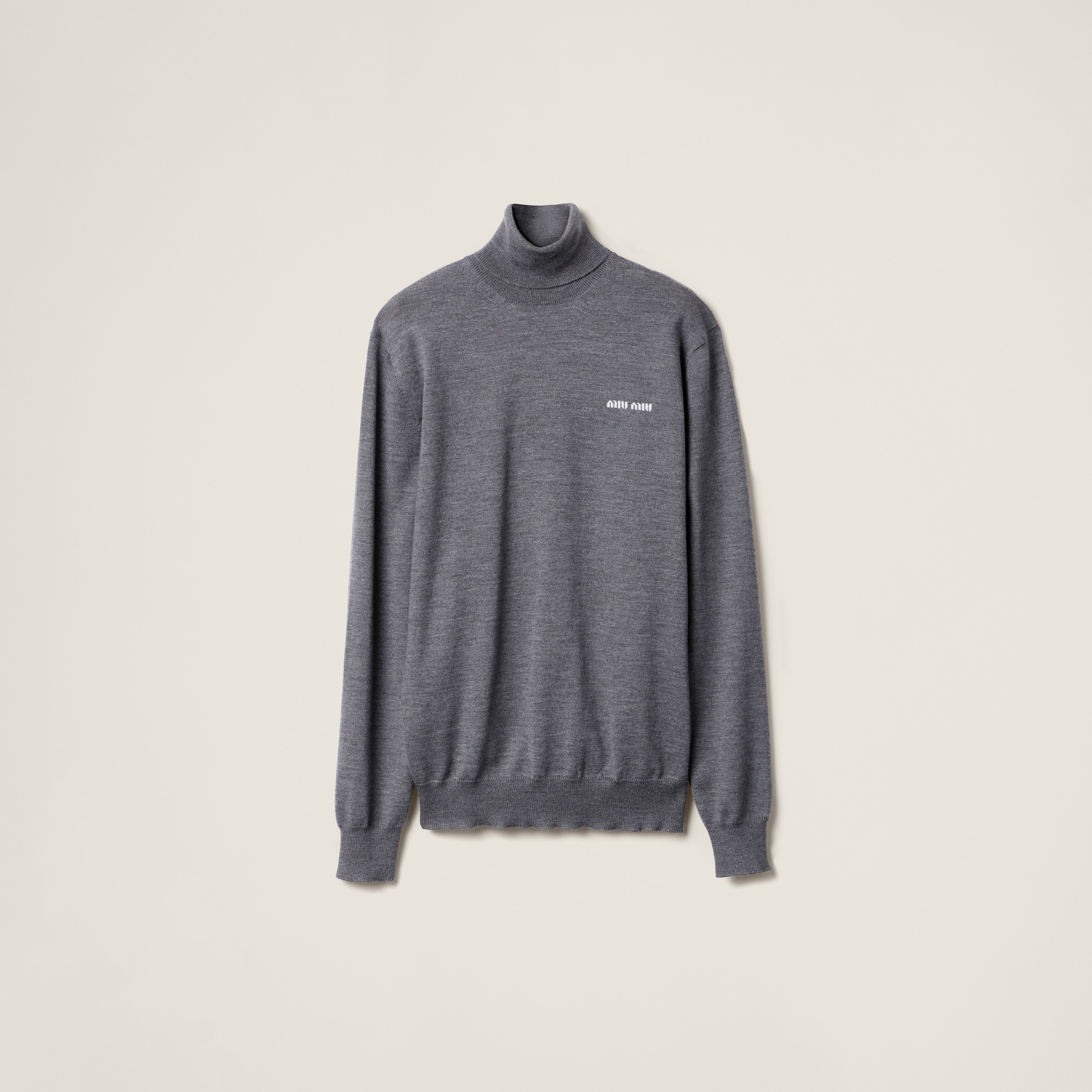 Miu Miu Wool Sweater In Slate Gray