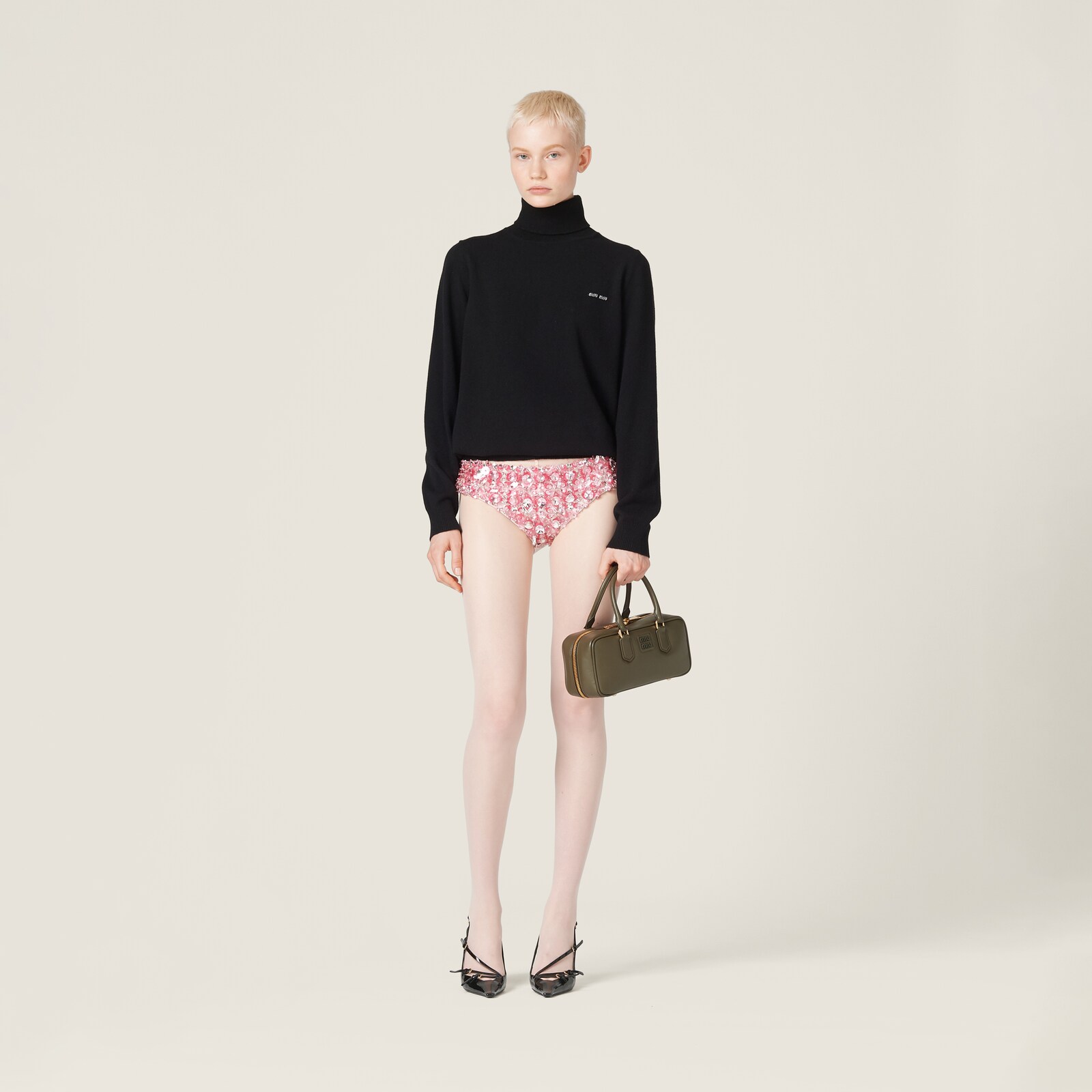 MIUMIU Cashmere Wool Turtleneck knit tops sweater MMA848 pink 38