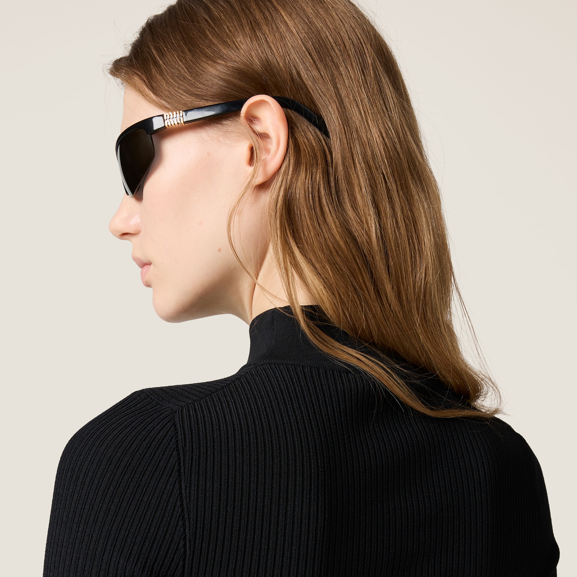 Miu Miu Viscose Turtleneck Sweater In Black