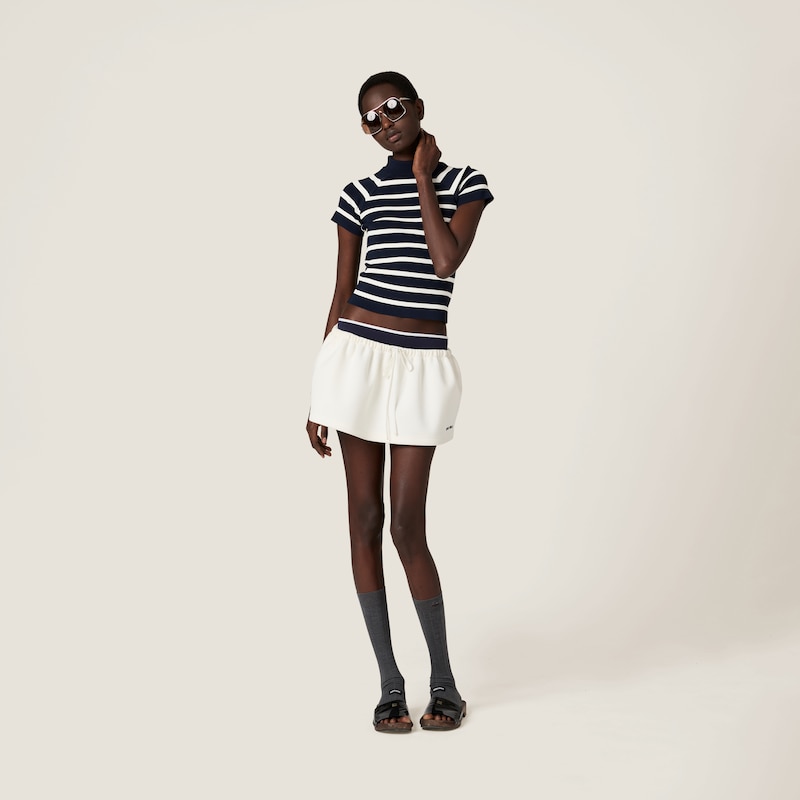 Striped mock turtleneck sweater