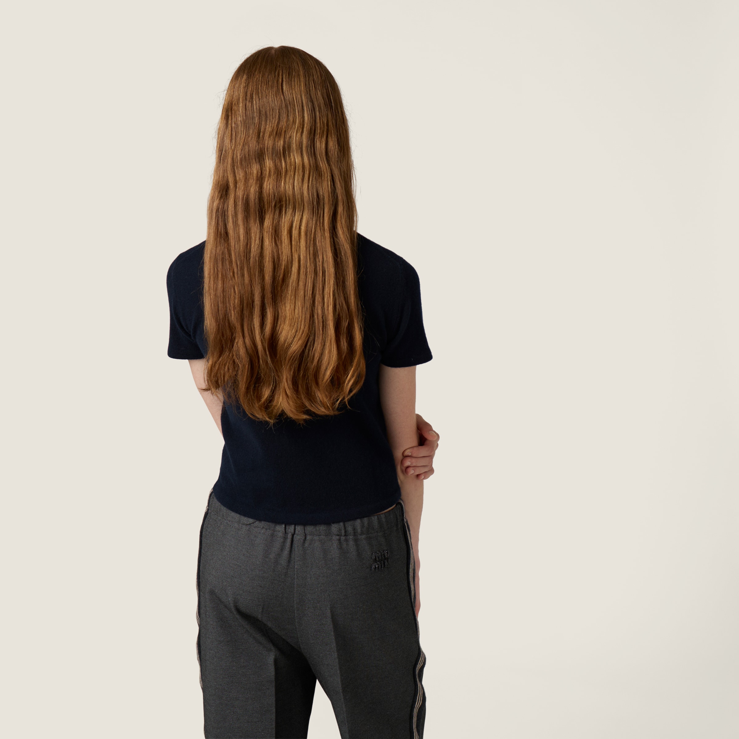 Miu Miu Mock-neck Cashmere Sweater In Blue