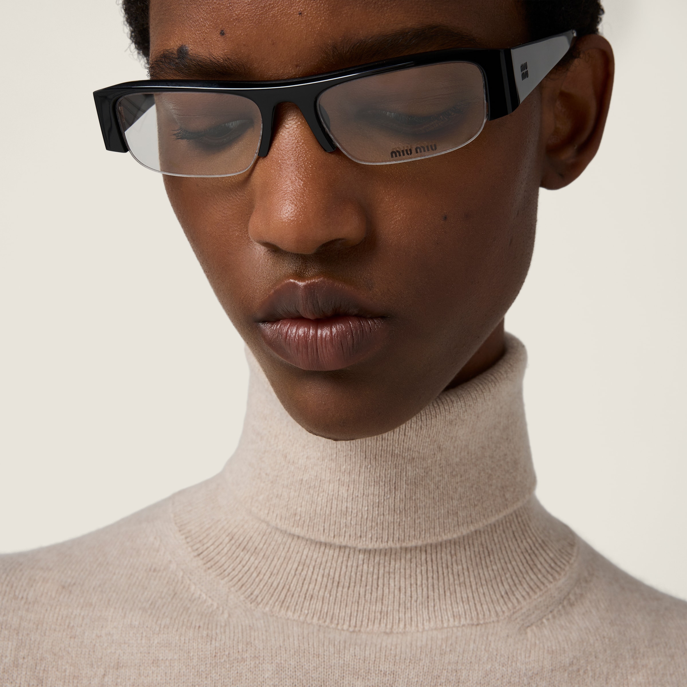 Miu Miu Cashmere Turtleneck Sweater In White