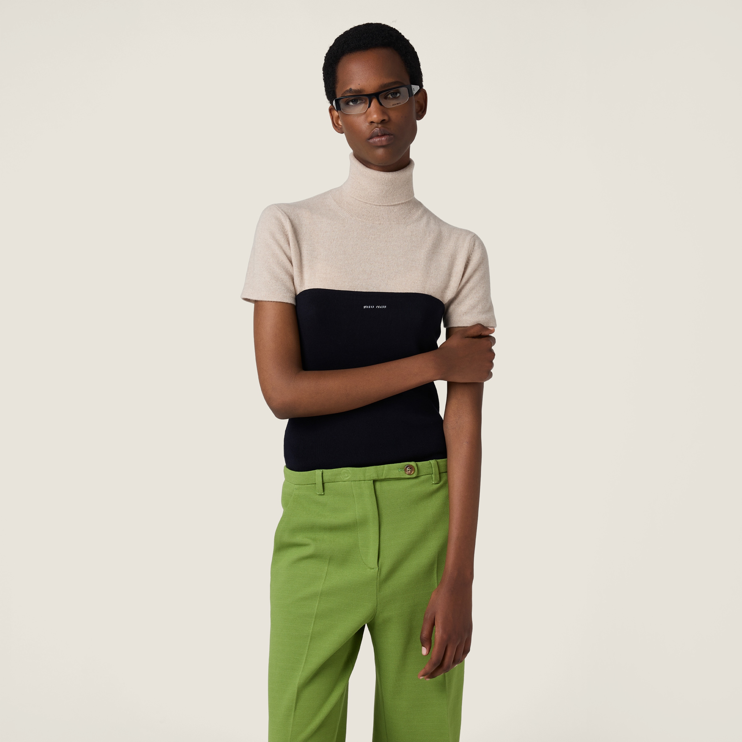 Miu Miu Cashmere Turtleneck Sweater In White