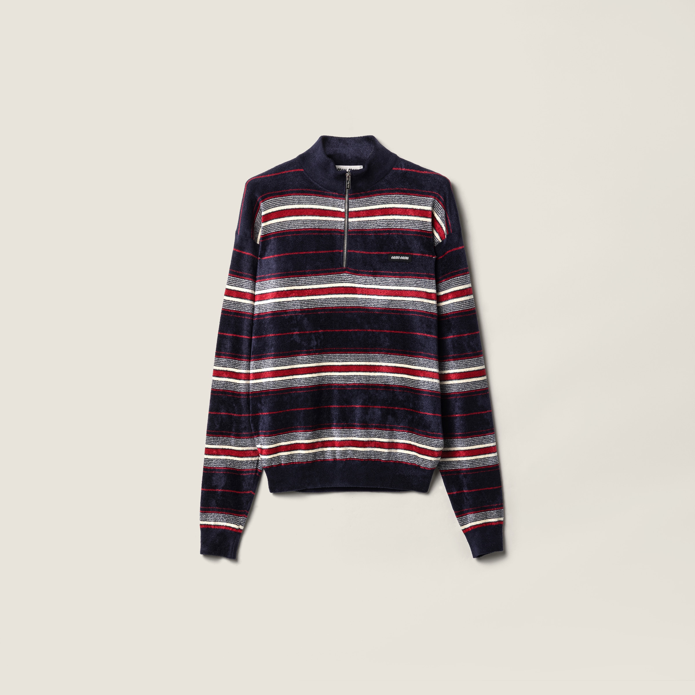 Chenille half-zipper sweater