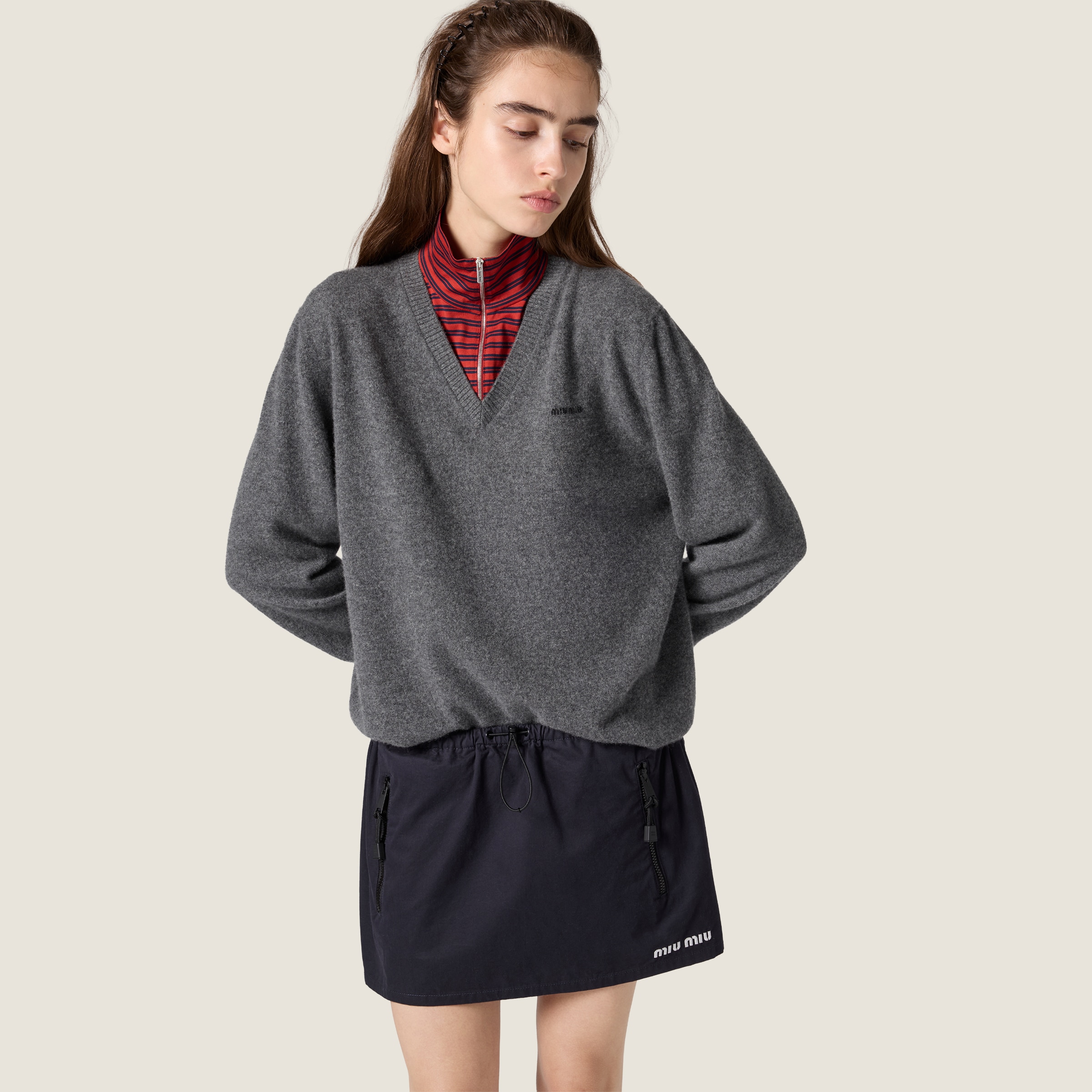 Cashmere and jersey sweater - thumbnail 6