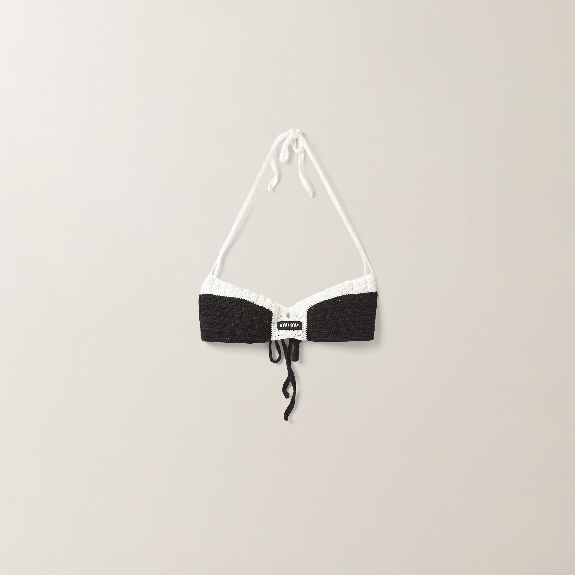 Black Cotton Knit Bra | Miu Miu