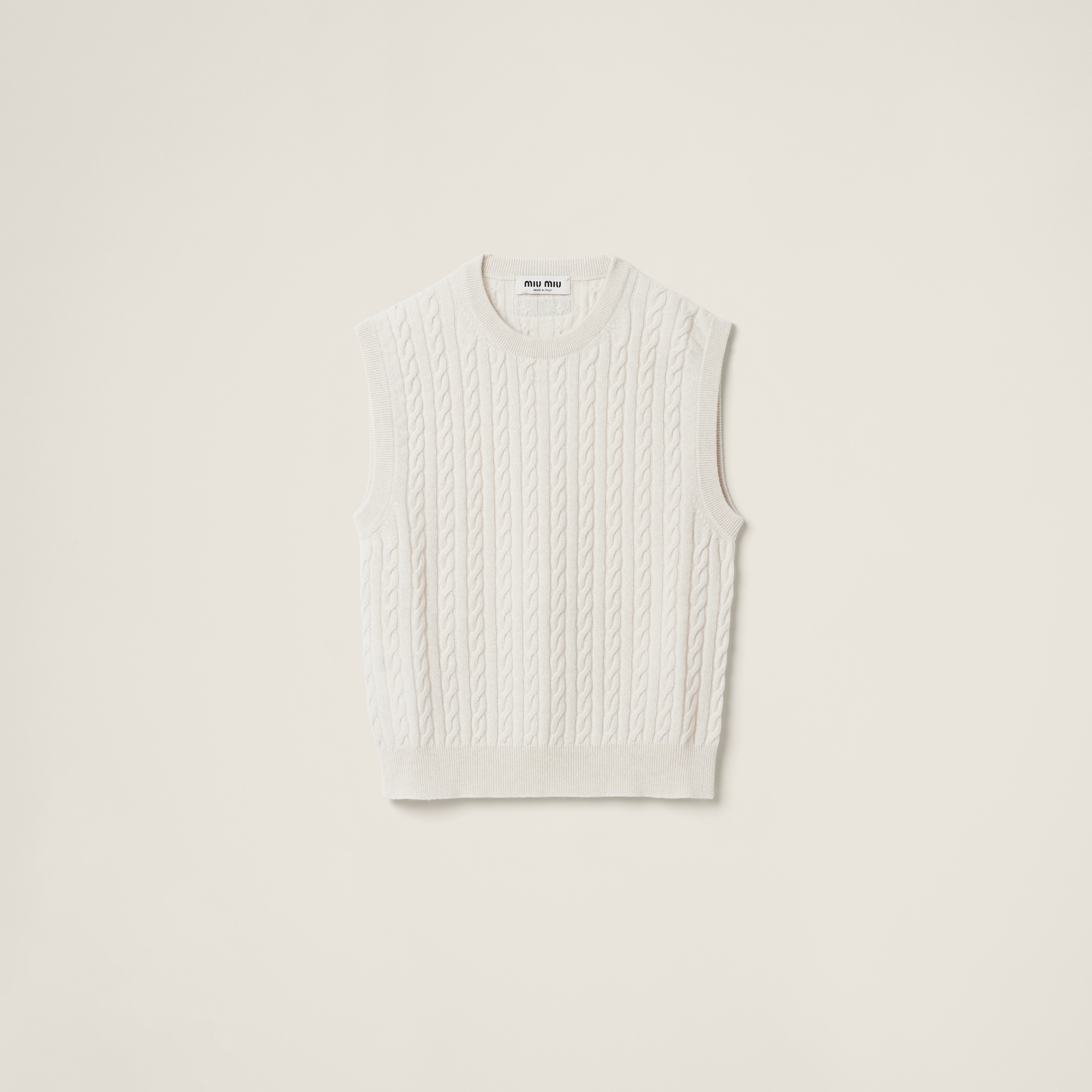 Chalk White Cashmere Knit Vest Miu Miu