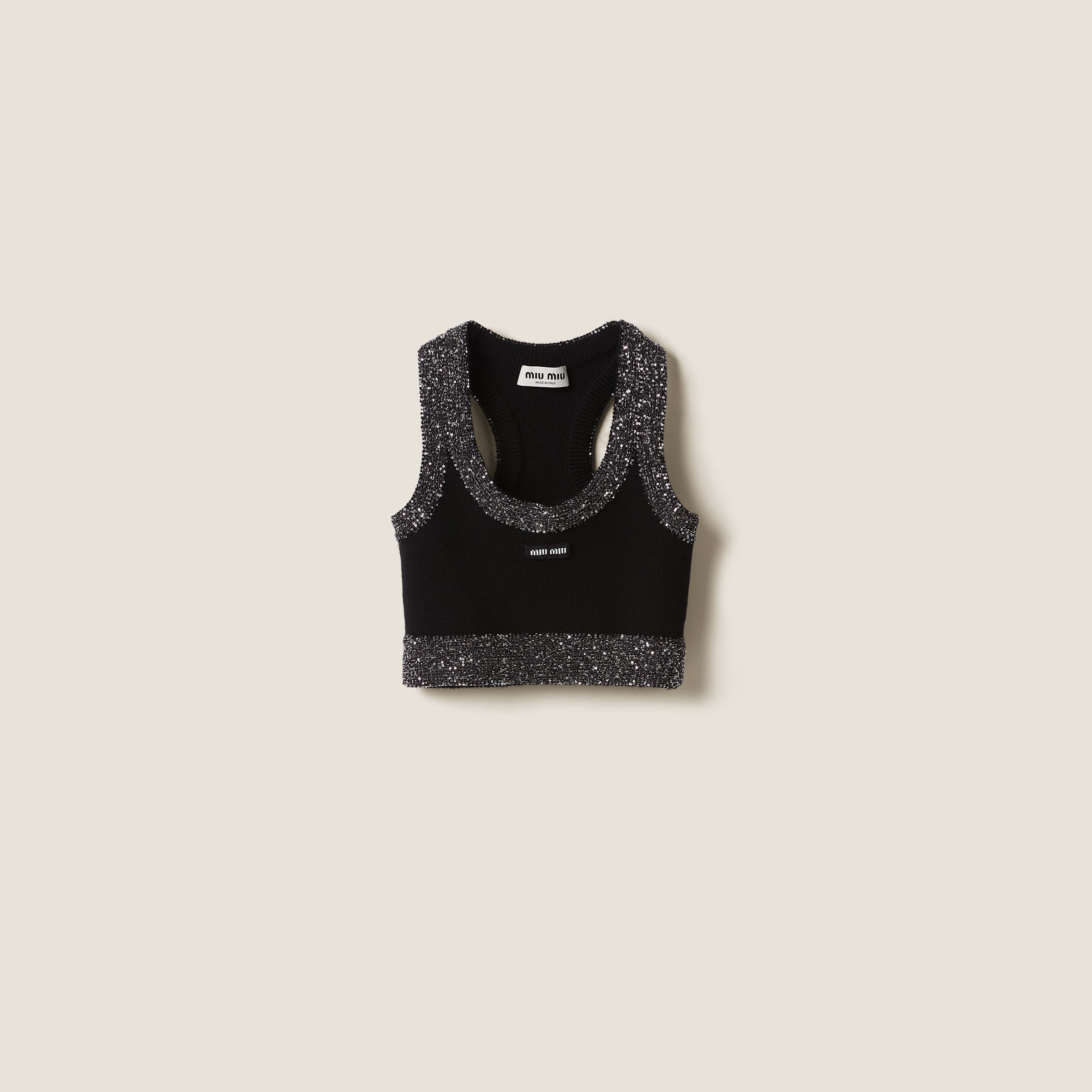 Miu Miu Cashmere Top In Black/black