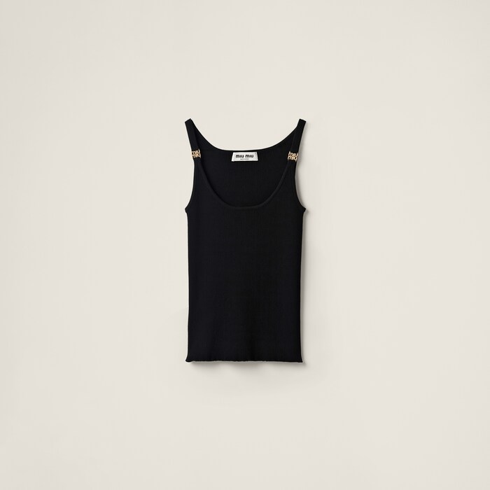 Black Knit Tank Top | Miu Miu Black Knit Tank Top | Miu Miu