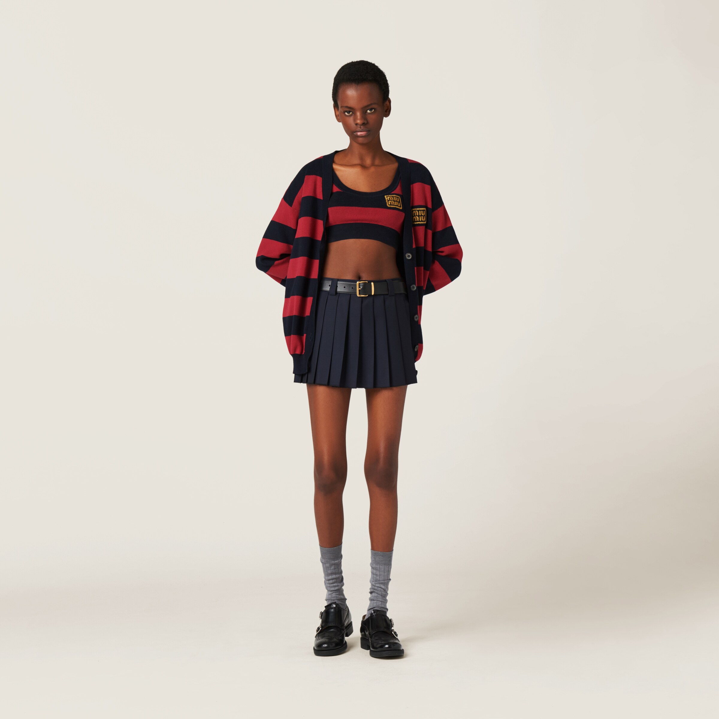 Blue/burgundy Cotton Knit Top | Miu Miu