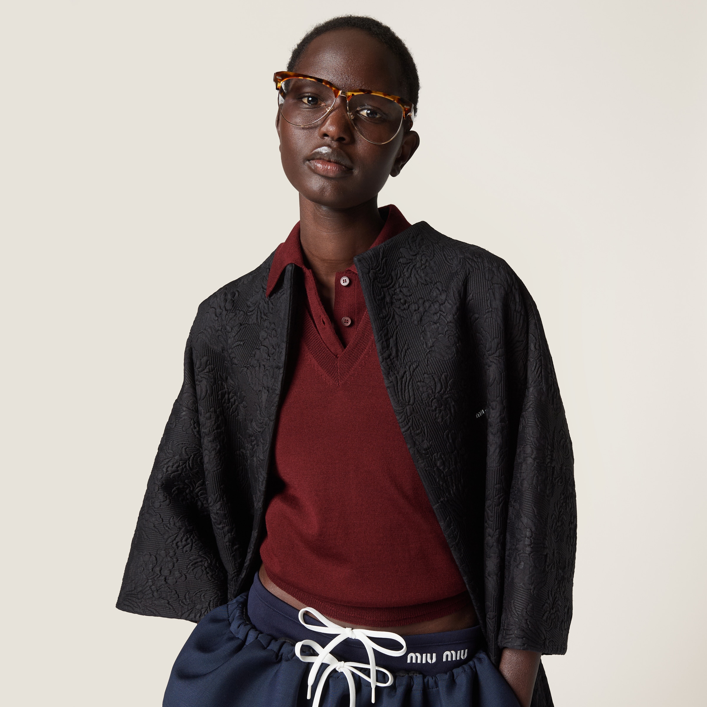 Miu Miu Wool Sweater Vest In Amaranth Red/maize Yellow