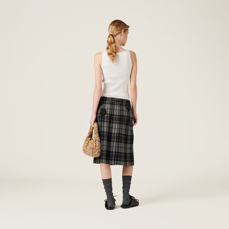 Ribbed knit wool tank top