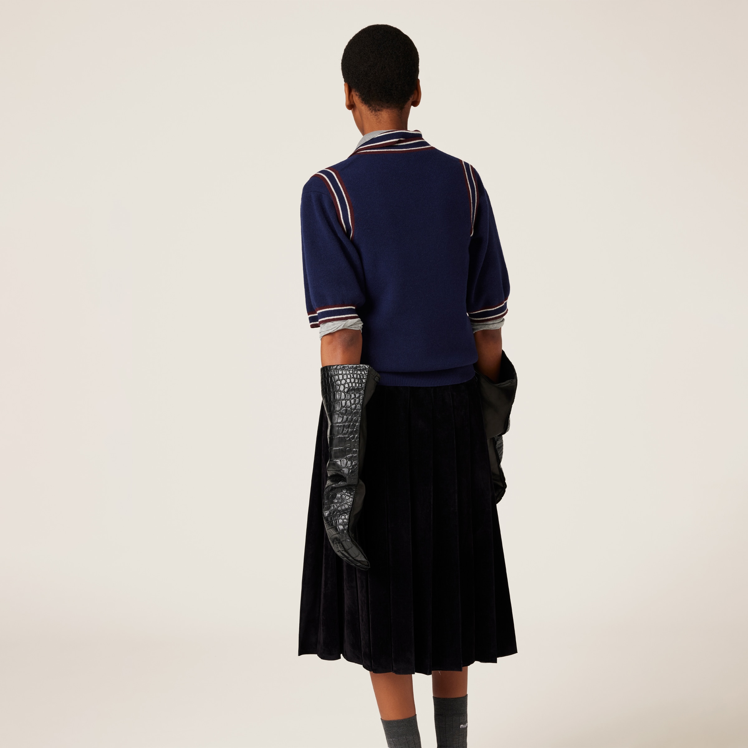 Miu Miu Wool And Cashmere Knit Vest In Navy