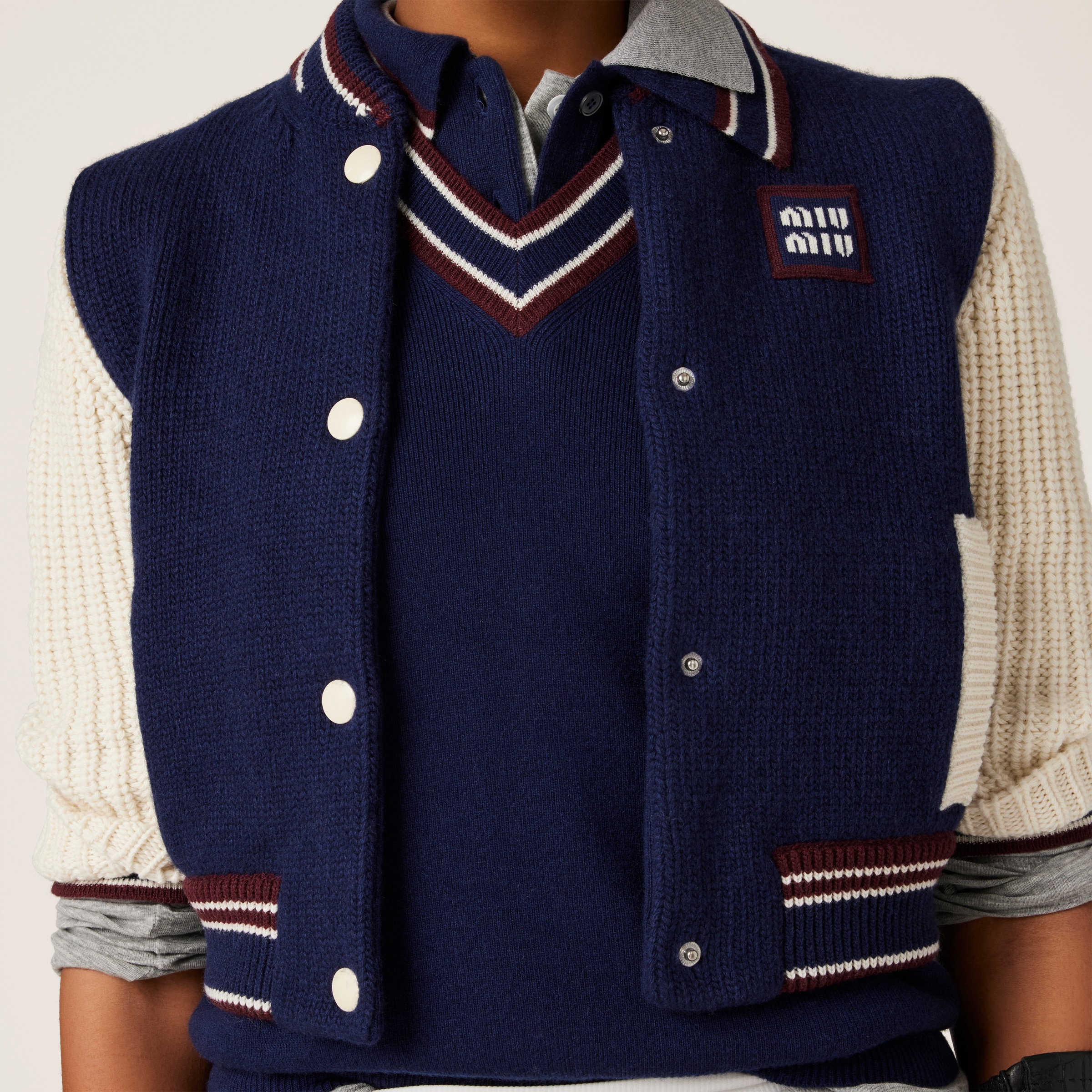 Miu Miu Wool And Cashmere Knit Vest In Navy