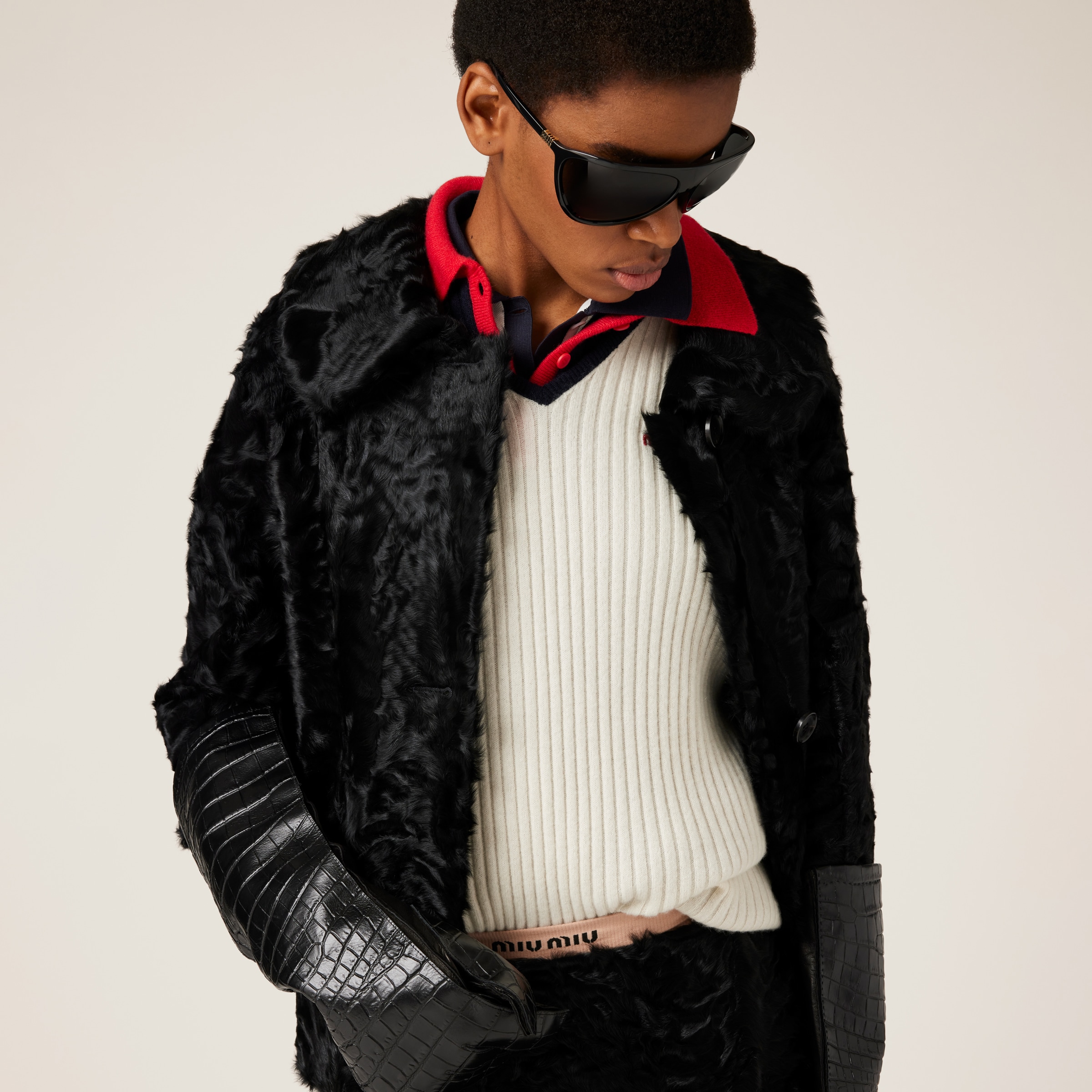 Shop Miu Miu Cashmere Vest In Natural/blue