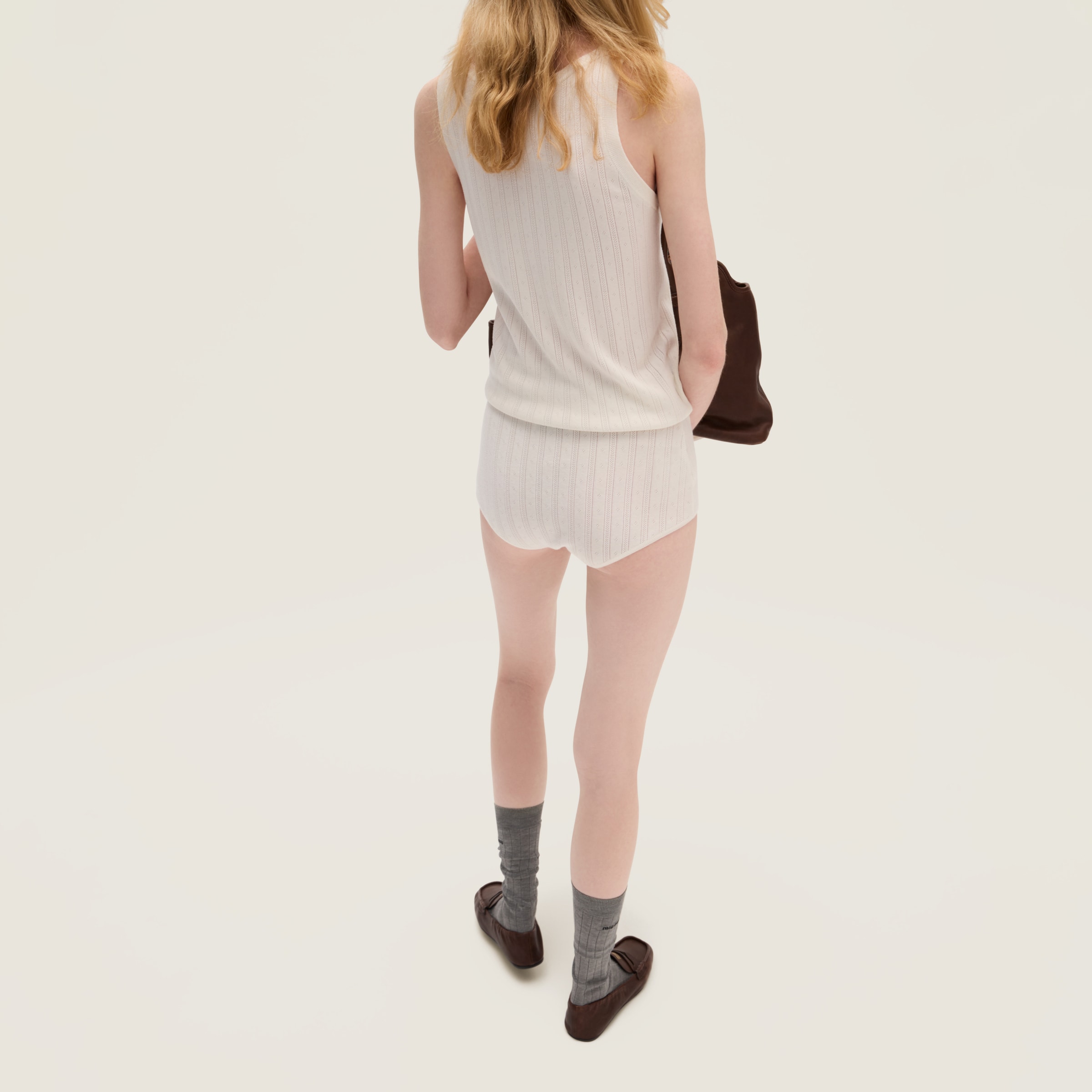 Miu Miu Scoop Neck Cashmere Silk Tank Top In White