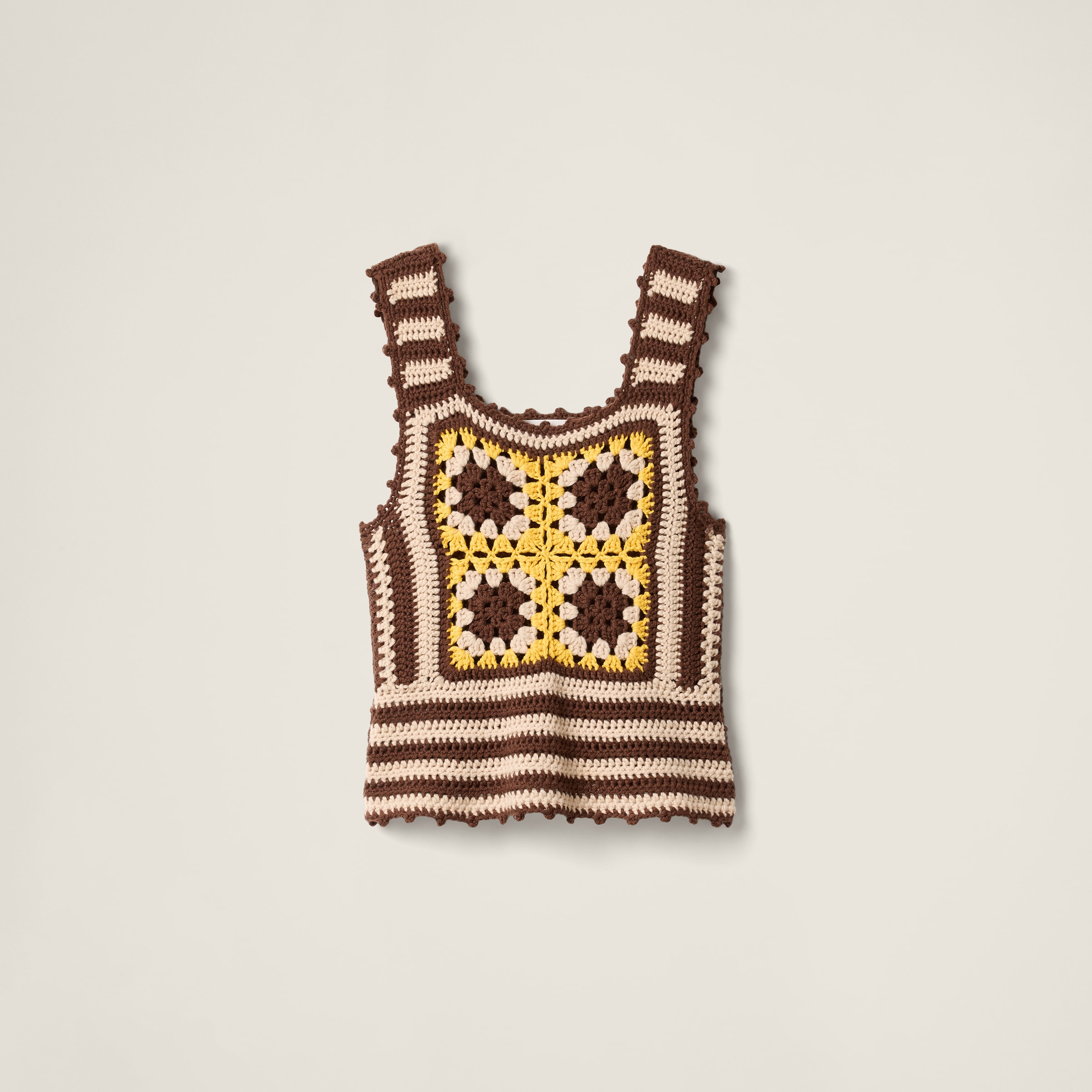 Miu Miu Crochet Cashmere Top In Cocoa Brown