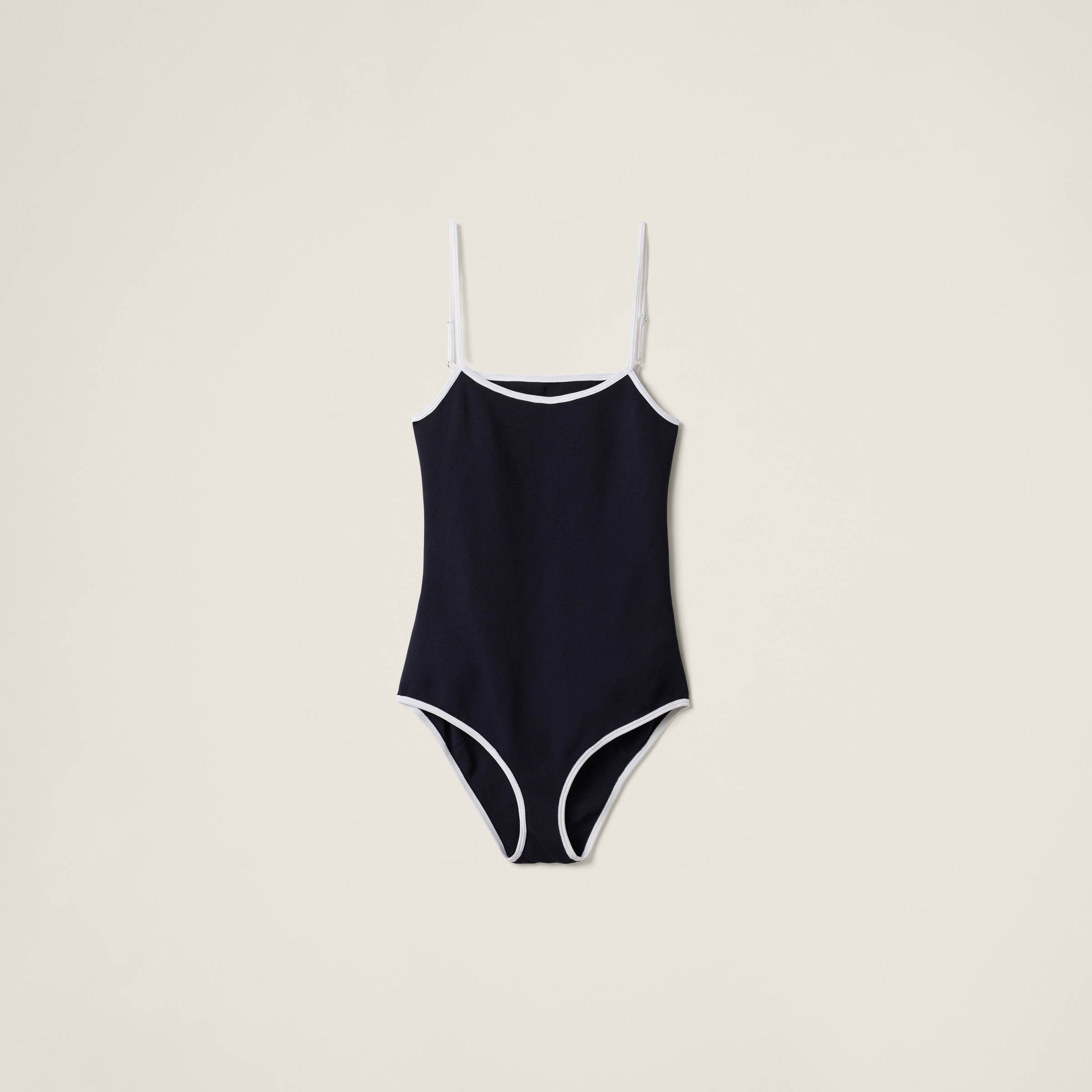 Miu Miu Trimmed Spaghetti Straps Stretch Lingerie In Black