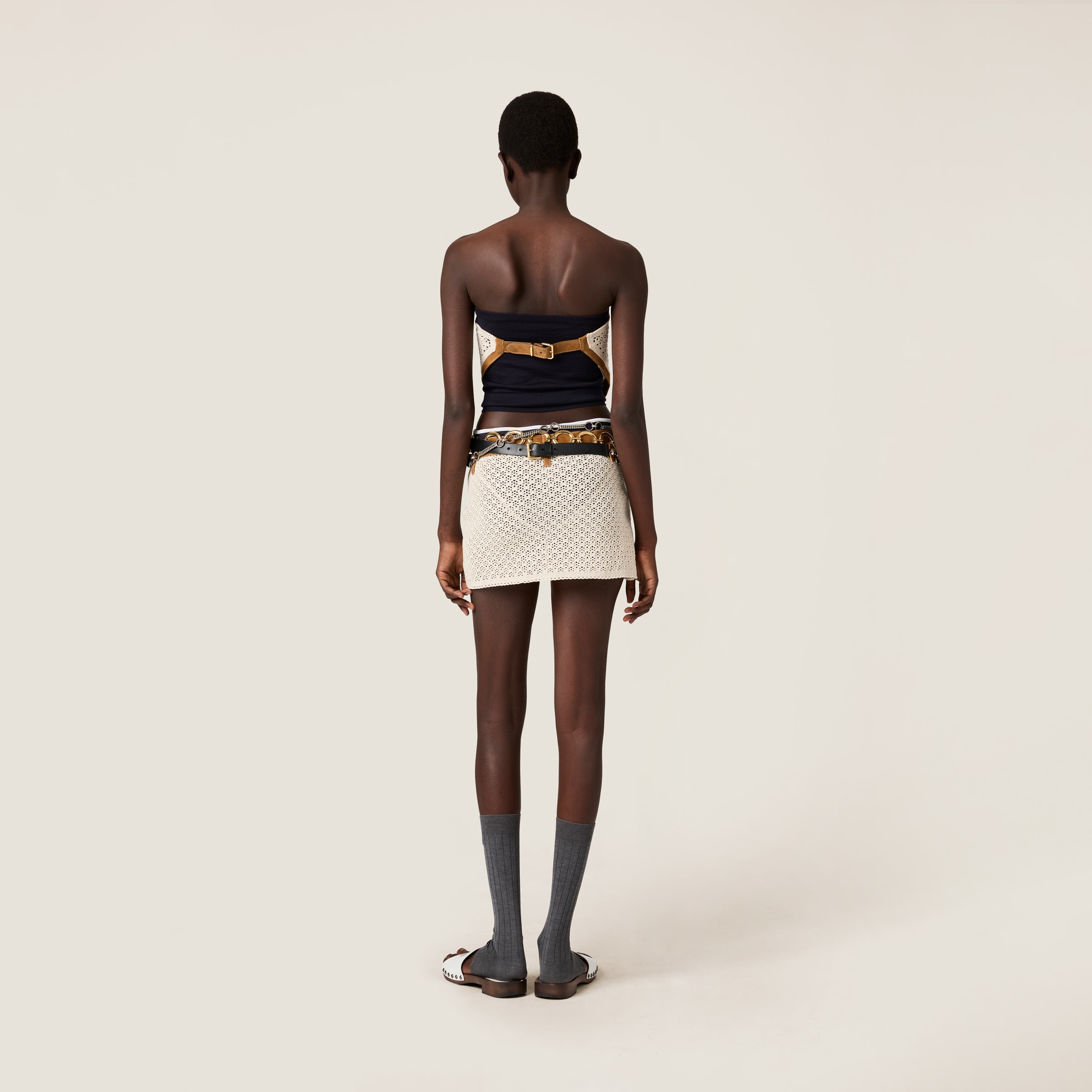 Miu Miu Cotton And Suede Bandana Top