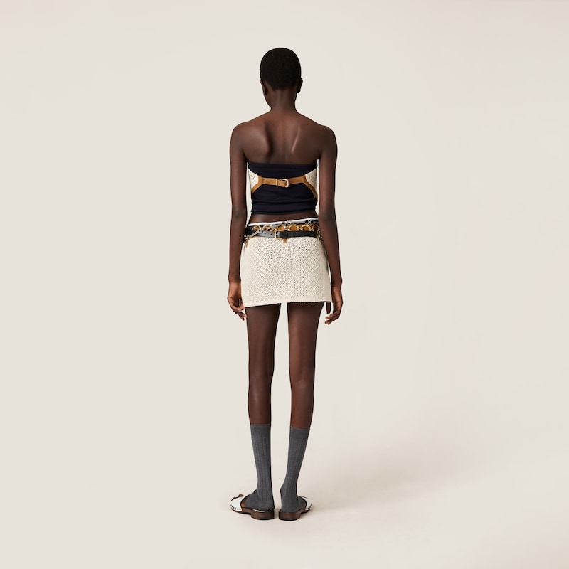 Bandana-Top aus Baumwolle und Wildleder