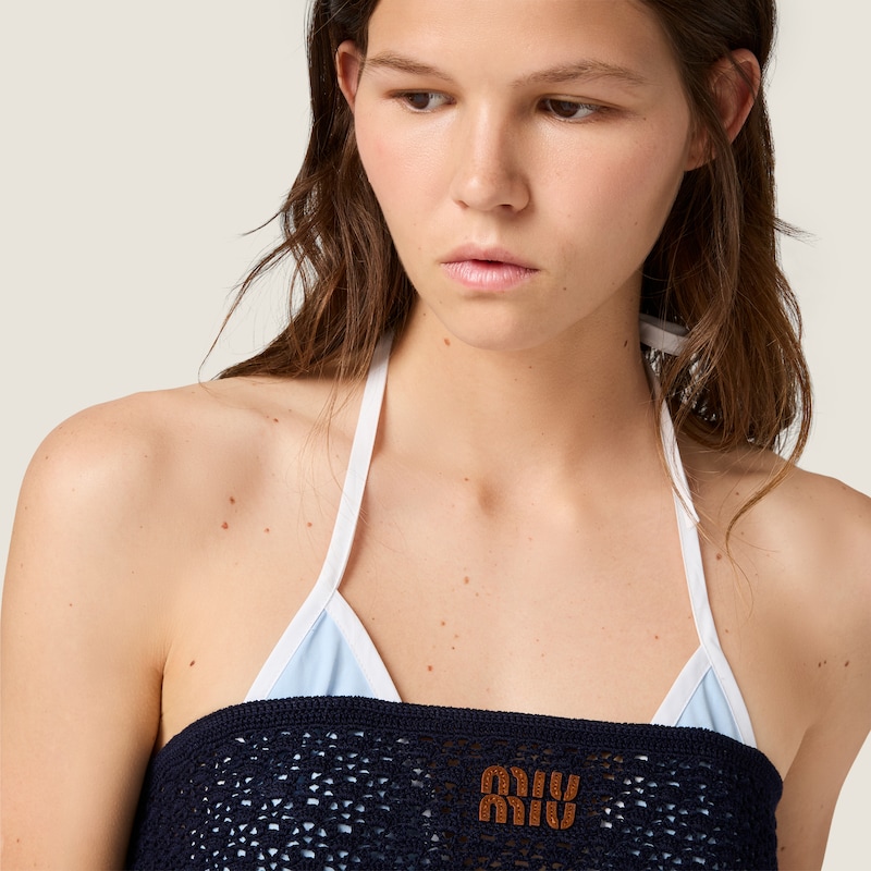 Cotton and suede bandana top