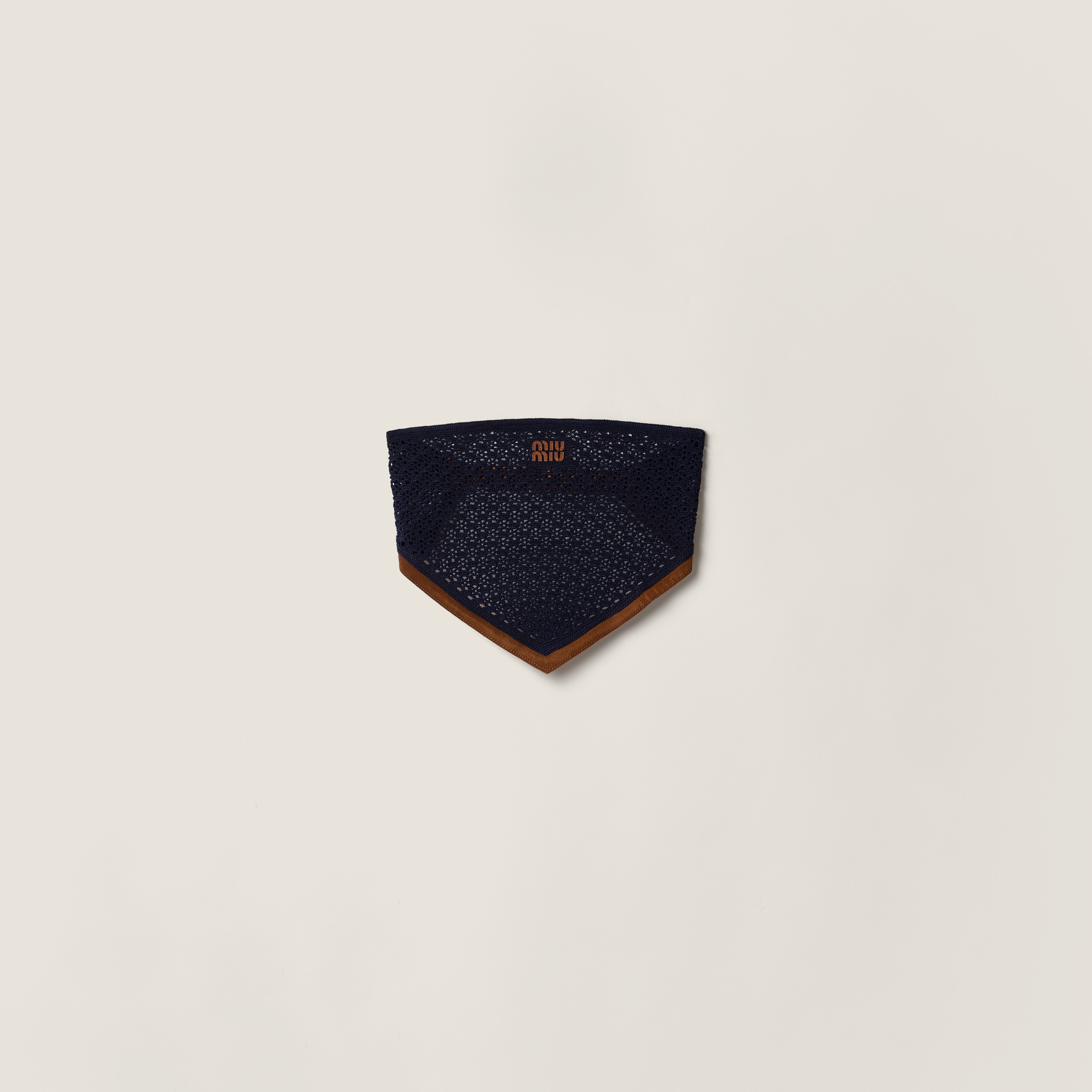 Navy Cotton And Suede Bandana Top | Miu Miu - United States