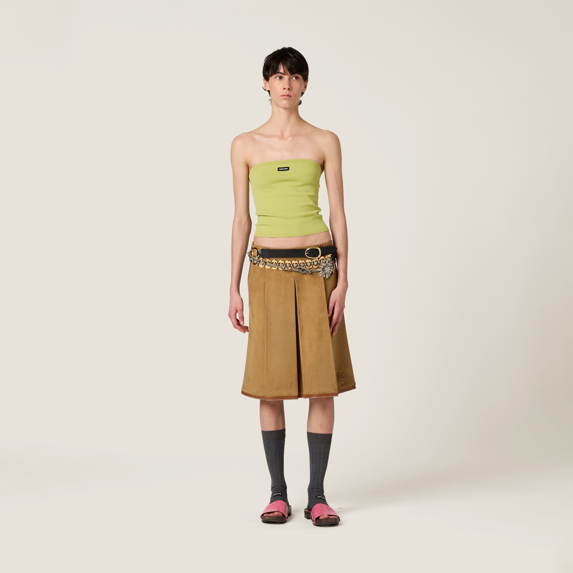 Miu Miu Viscose Top In Pistachio Green